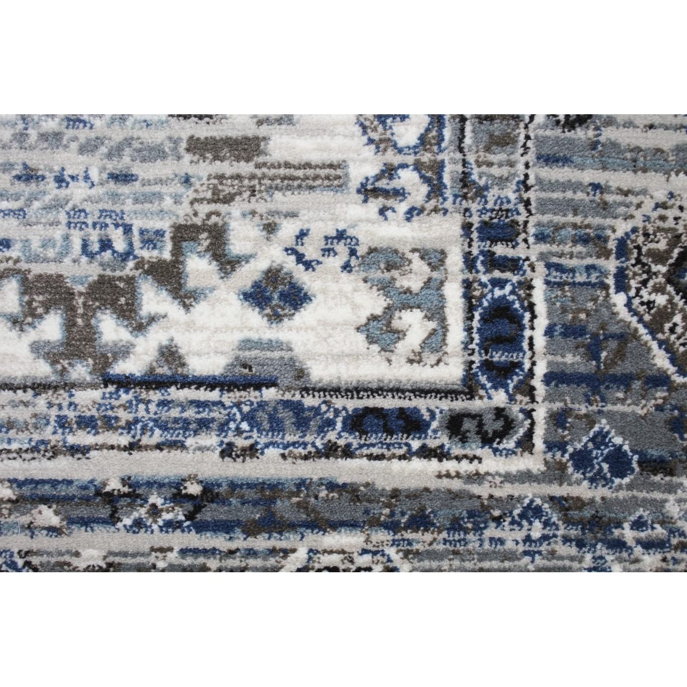 Bashian Collection Luxury Power Loom Polypropylene Area Rug - 7.10’ x 10’ Ivory/Blue - Perfect for Living Room, Bedroom, Entryway & Home Decor | Soft & Durable Runner Rug for High Traffic Areas