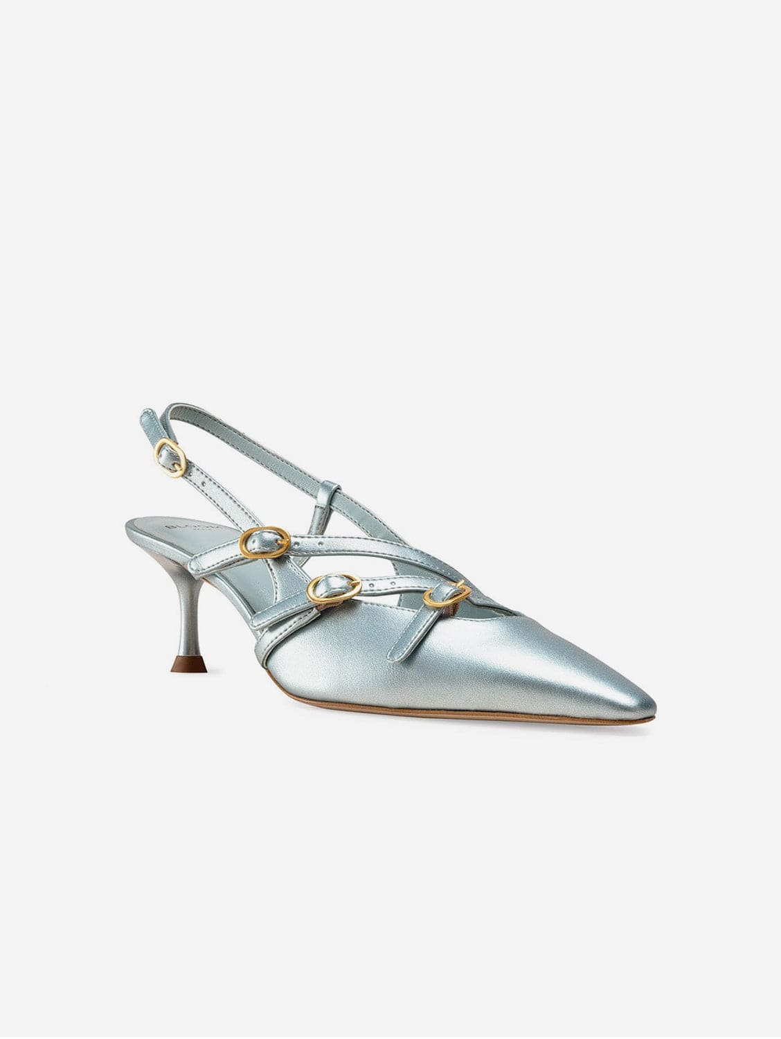 Alice Vegan Apple Leather Slingback Heels - Iridescent Blue Women's Shoes | Eco-Friendly Fashion for Casual Outings & Special Occasions