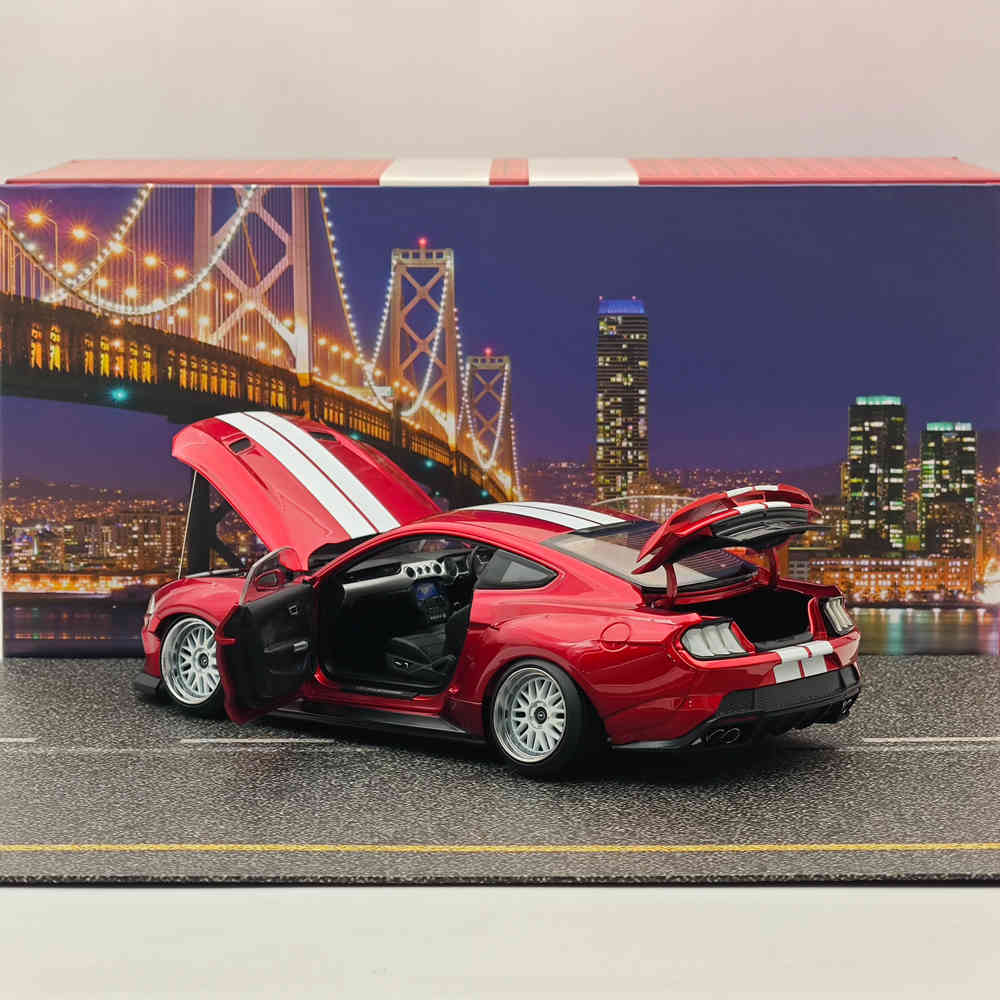 2019 Ford Mustang GT 1/18 Scale Diecast Model Car with Widebody Kit - Red RHD Collectible for Car Enthusiasts | Perfect for Display, Gifts, and Hobby Collections