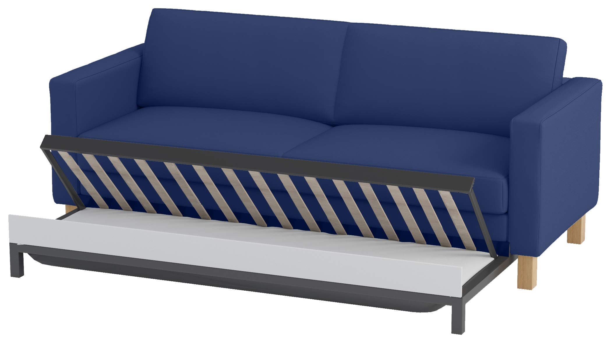 Blue Heavy Cotton Sofa Cover for IKEA Karlstad 3-Seater Sofa Bed - Durable Slipcover Replacement for Living Room, Lounge & Home Decor