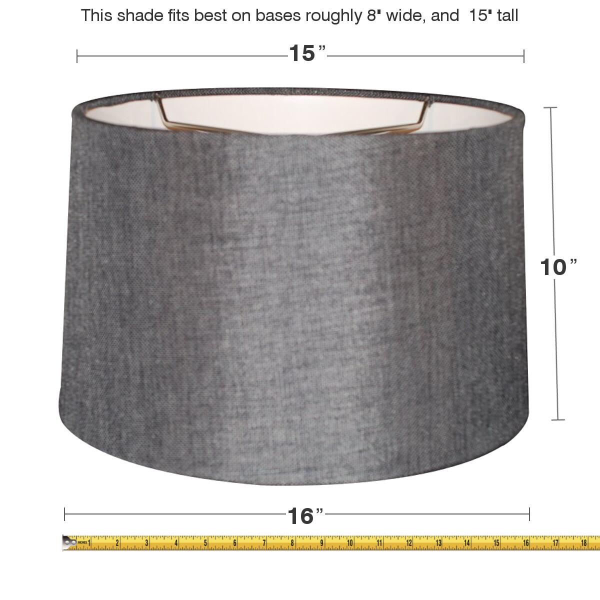 16W x 10H Granite Burlap Drum Lamp Shade - Rustic Home Decor for Living Room, Bedroom, or Office Lighting