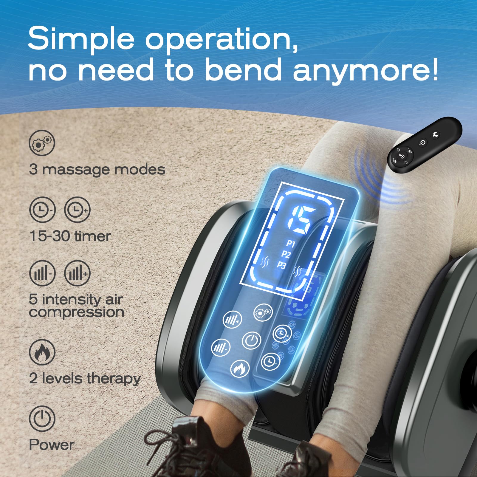 TISSCARE Shiatsu Foot Massager with Heat - FSA HSA Eligible Foot and Calf Massager for Plantar Fasciitis, Neuropathy, Circulation & Pain Relief - Perfect Gift for Men and Women - Use at Home or Office for Relaxation and Stress Relief