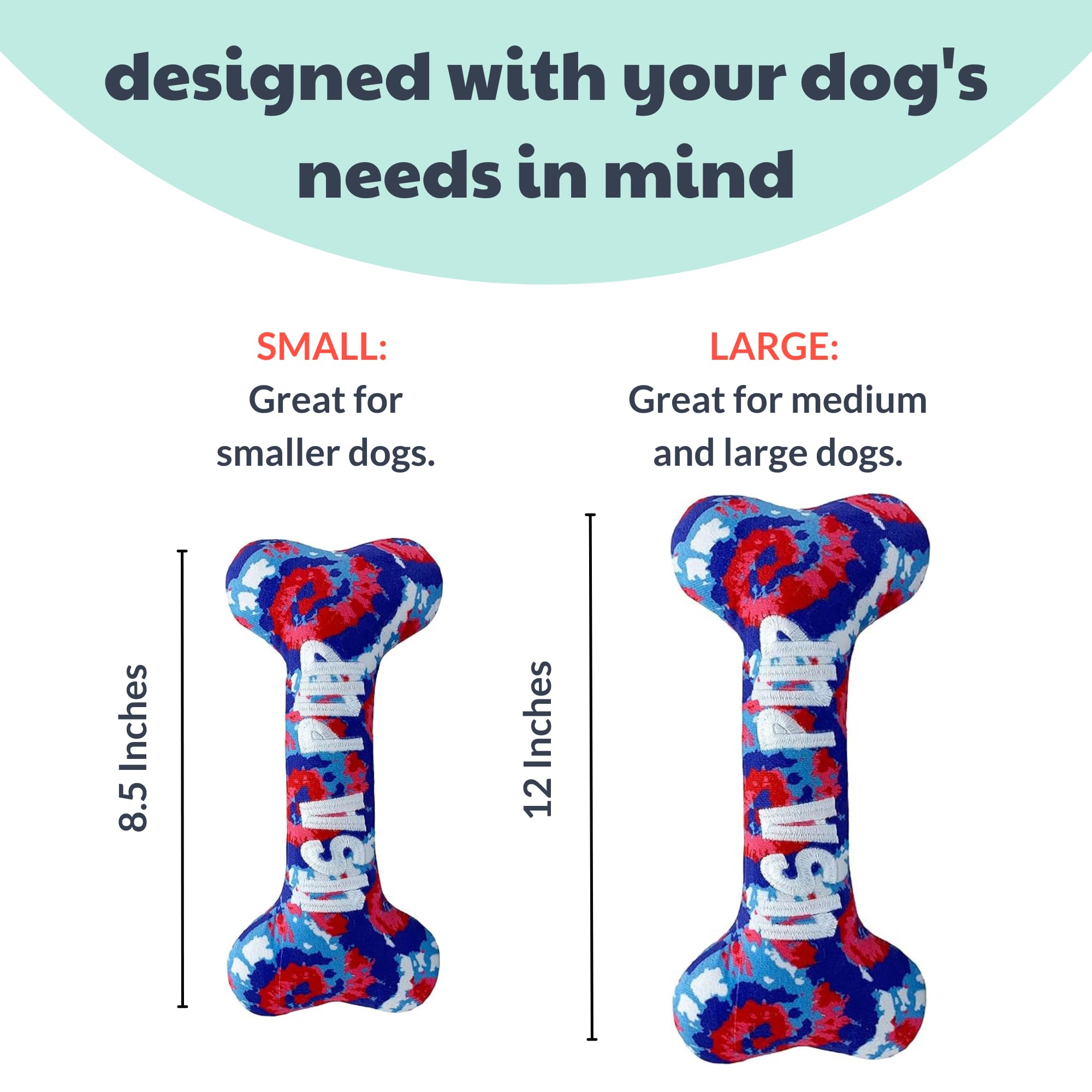 Huxley & Kent Squeaky Dog Toy for Small Dogs - USA Made 4th of July Themed Plush Bone with Squeaker | Fun, Durable & Safe Chew Toy | Perfect Gift for Puppies & Dog Lovers | Great for Playtime, Training & Holiday Celebrations