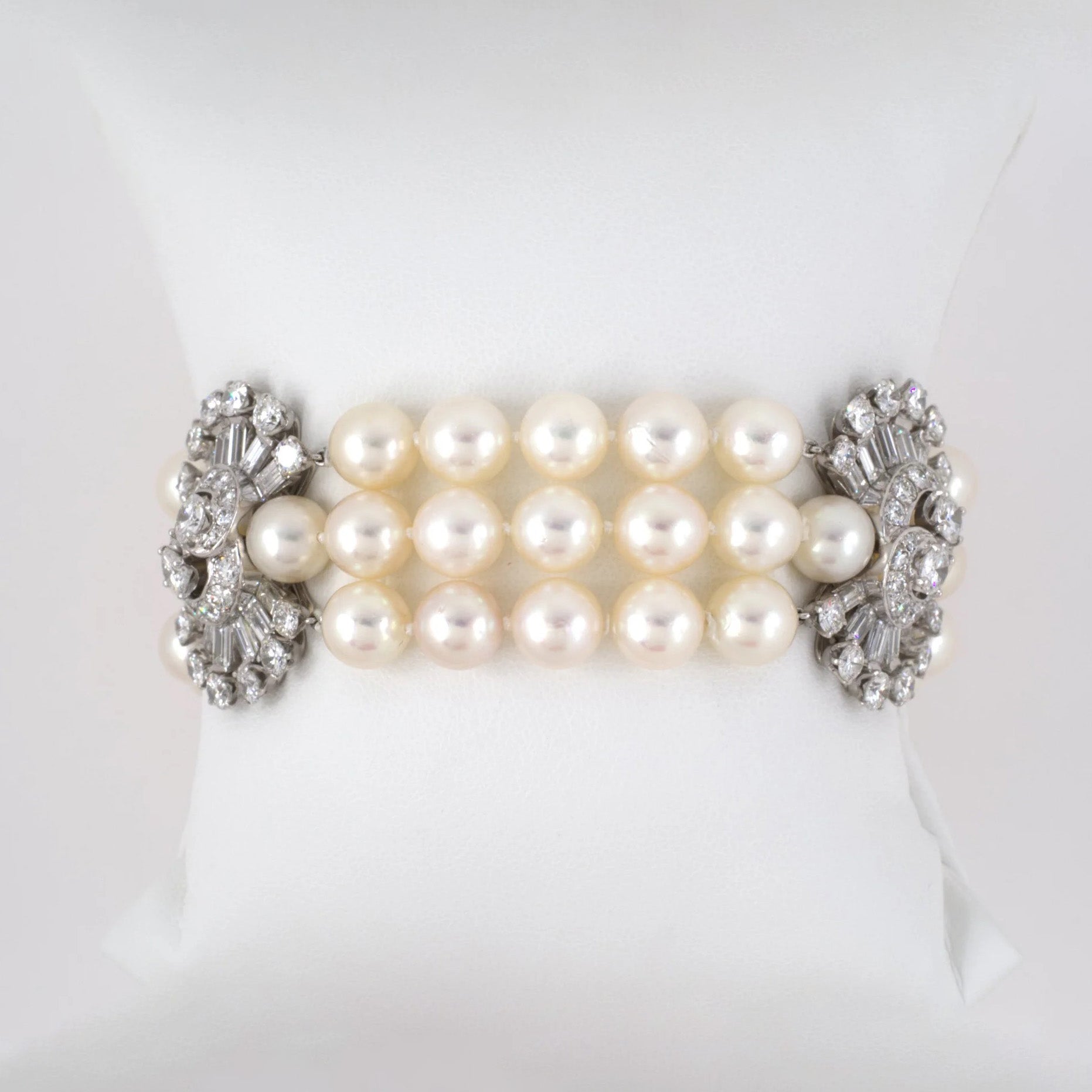 Luxury White Akoya Pearl & Diamond Bracelet for Women - 14K Gold Plated Elegant Jewelry Gift for Wedding, Anniversary & Special Occasions