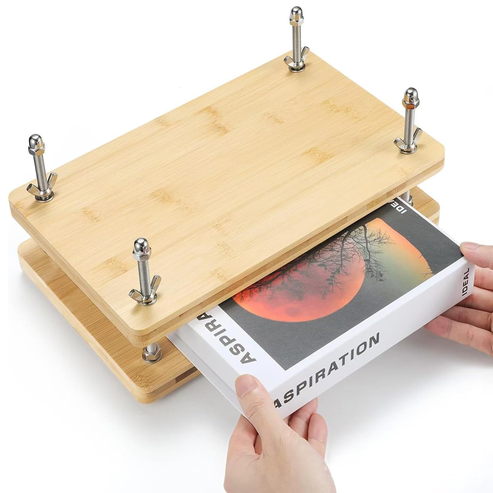 Handmade Wooden Book Press for Bookbinding - Portable Paper Press Tool (11.8 x 7.8 Inch) - Perfect for DIY Journals, Scrapbooks & Craft Projects