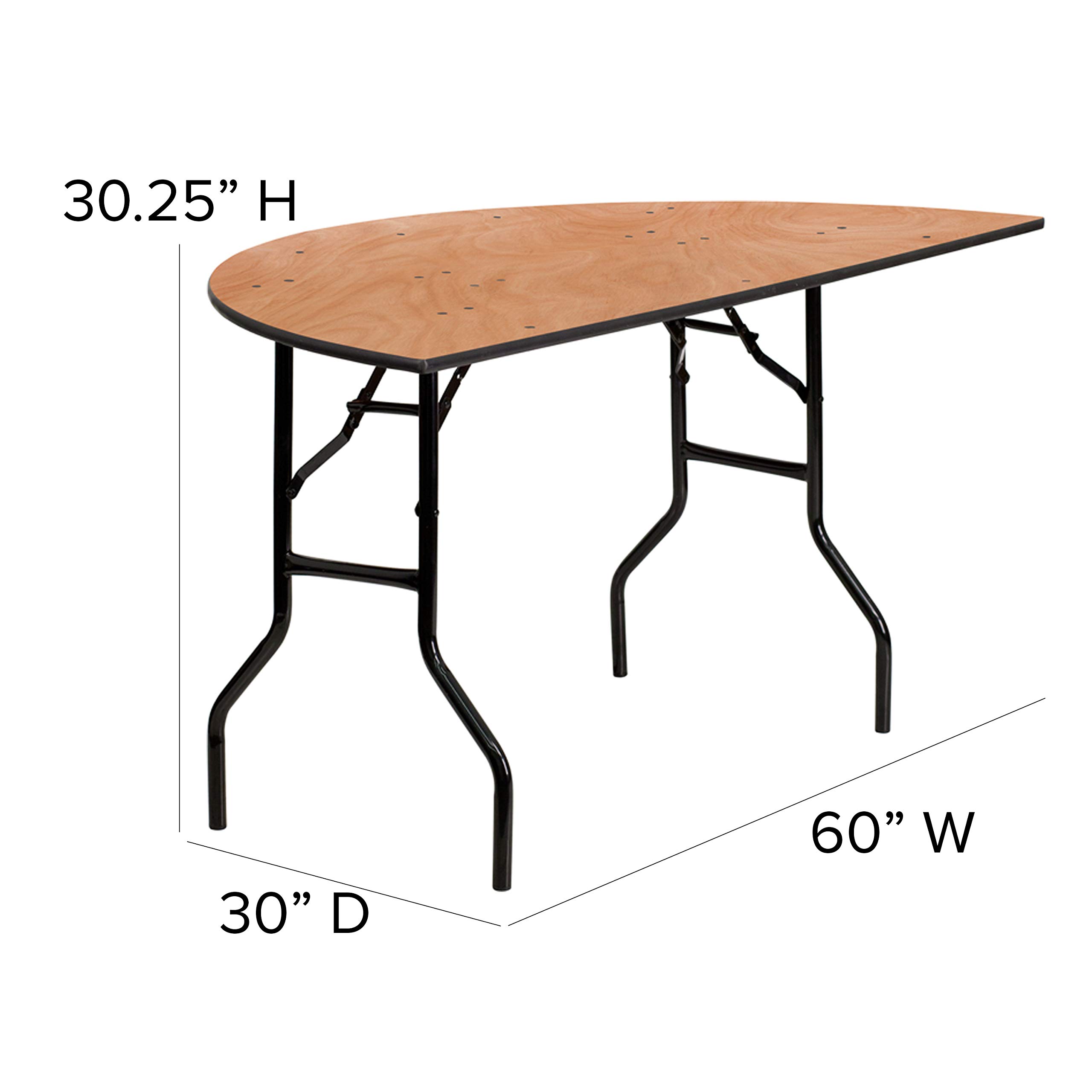 5-Foot Half-Round Wood Folding Banquet Table - Sturdy Portable Event & Catering Table for Weddings, Parties & Outdoor Gatherings