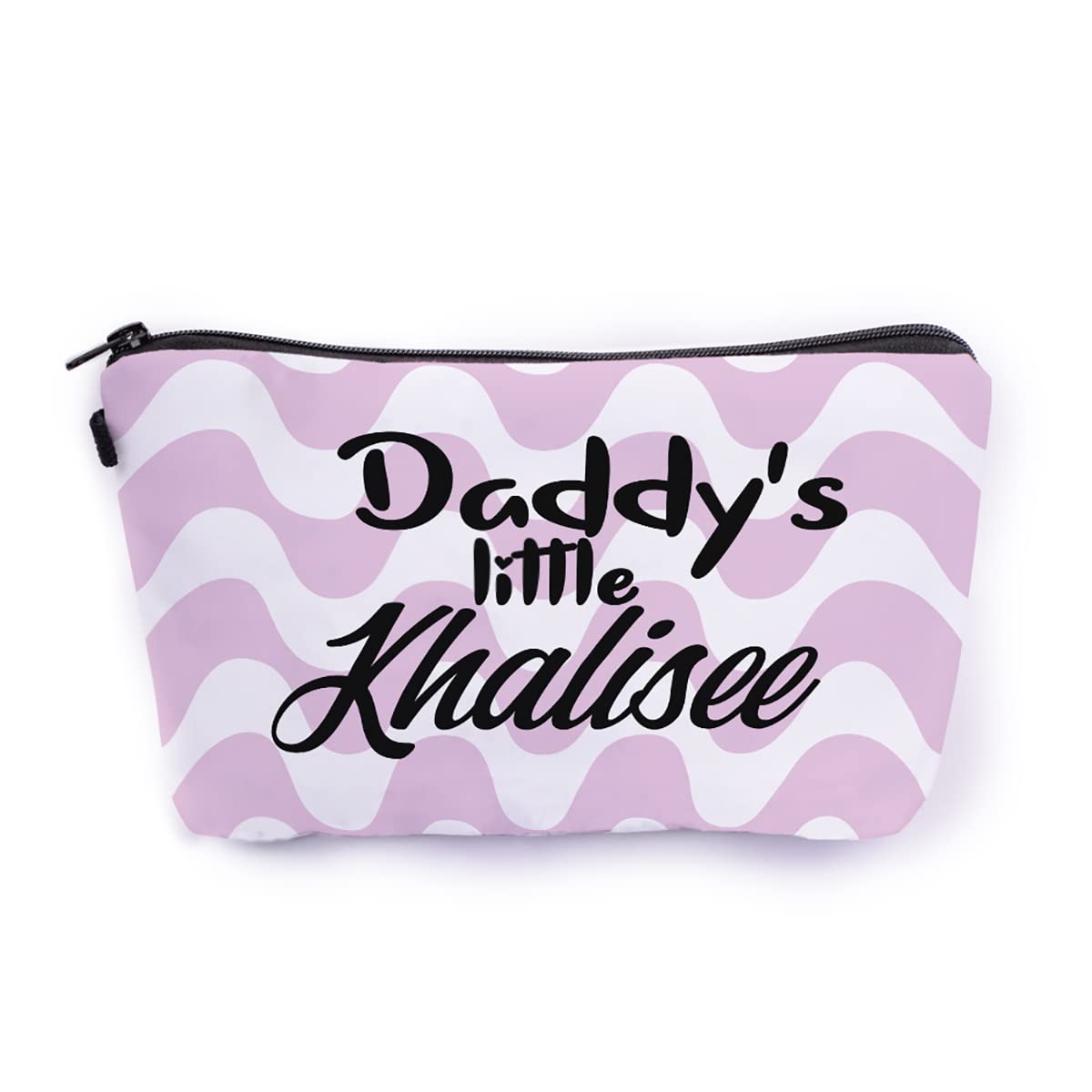 Crazyify Daddys Little Khalisee Printed Canvas Cosmetic Bag for Women | Waterproof Zipper Pouch | Travel Toiletry & Makeup Organizer | Perfect for Gym, Vacation, and Daily Essentials Storage
