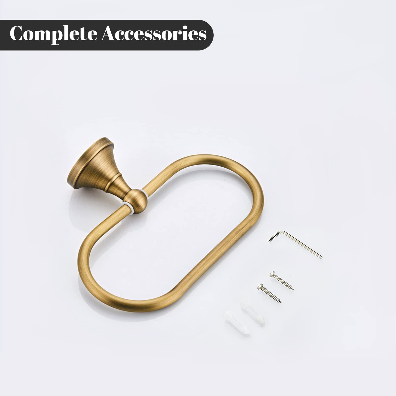 WOLIBEER Antique Brass Toilet Paper Holder & Towel Ring Set - 2 Piece Wall Mounted Bathroom Tissue Roll Hanger - Vintage Bath Accessories for Classic & Farmhouse Style Bathrooms