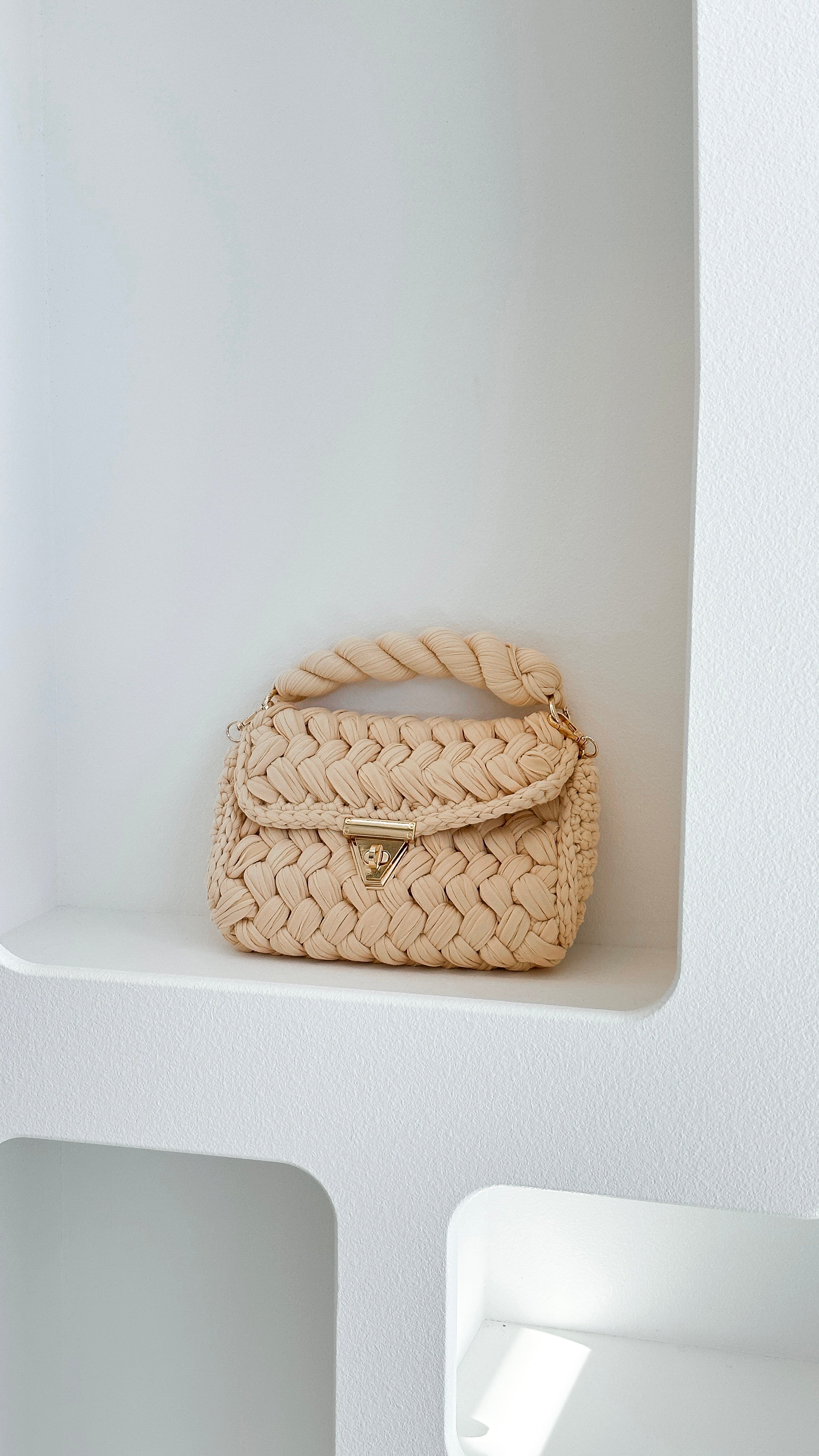 Annabel Chunky Plaited Handbag for Women - Stylish Cream Crossbody Purse with Adjustable Strap, Perfect for Work, Travel and Everyday Use