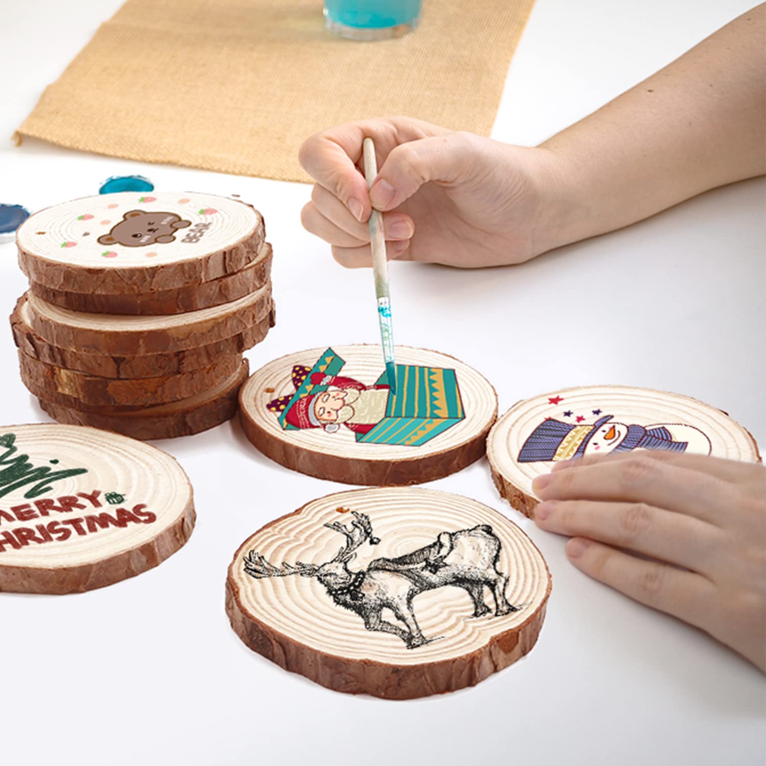 Natural Wood Slices for DIY Crafts - Rustic Wooden Log Discs for Wedding Decor, Centerpieces, and Home Decoration - Perfect for Scrapbooking, Table Numbers, and Rustic Wedding Favors