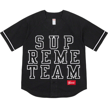 Supreme Black Denim Baseball Jersey - Stylish & Comfortable for Casual Wear, Street Fashion & Sports Events