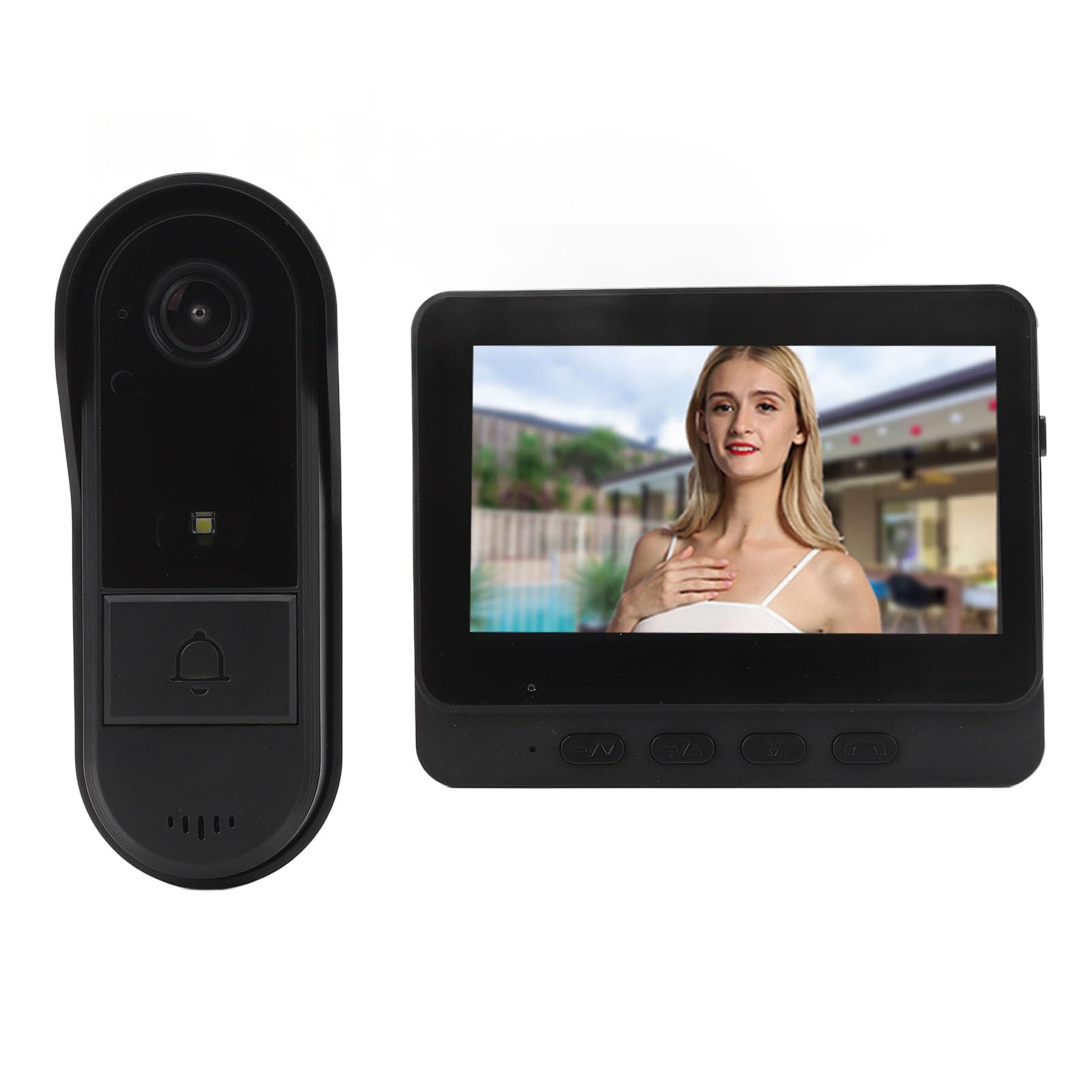 Yctze Wireless Video Doorbell Intercom System - 1080P HD Smart Doorbell Camera with 4.3