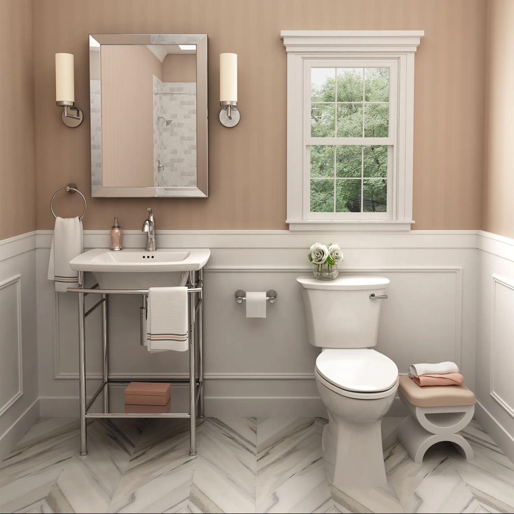 Edgemere® Two-Piece 1.28 GPF/4.8 LPF Water-Saving Elongated Toilet with Right-Hand Trip Lever - Chair Height Comfort, Perfect for Modern Bathrooms & Small Spaces
