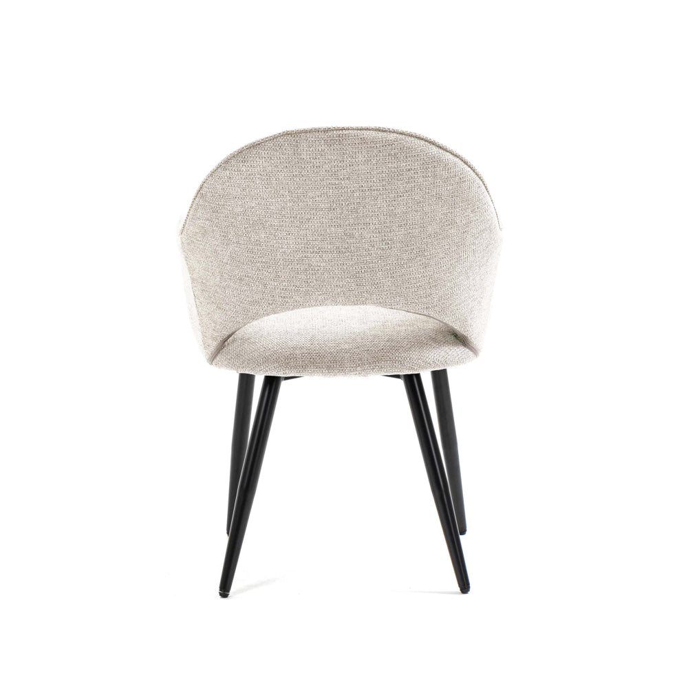 5-Piece Dining Set - Harper Round Marble-Look Dining Table (120cm White) with 4 Luka Fabric Dining Chairs (Coconut) - Perfect for Small Spaces, Apartments & Modern Kitchens