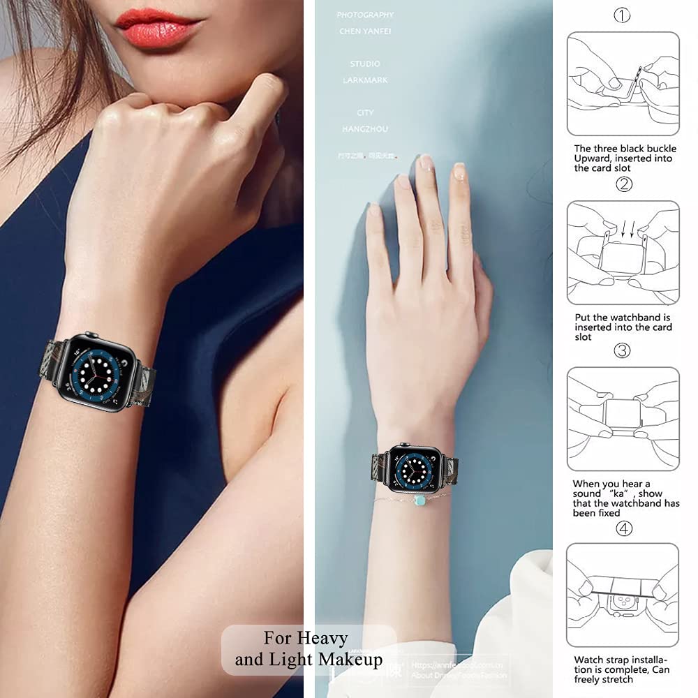 Genuine Leather Band for Apple Watch 38mm 40mm 41mm 42mm 44mm 45mm - Compatible with Series 7/6/5/4/3/2/1/SE - Premium Replacement Strap for Work, Gym & Everyday Wear