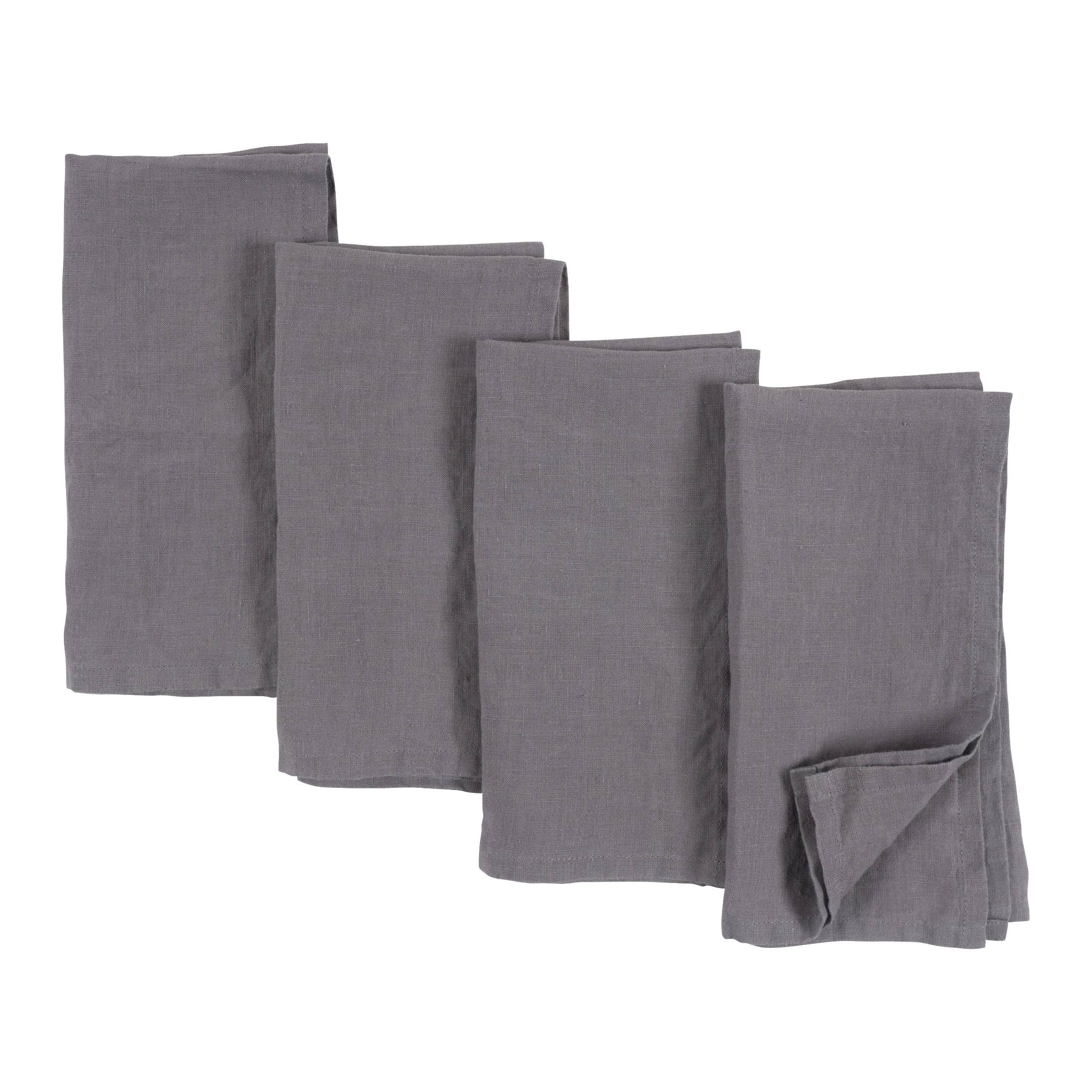 Premium KAF Home Verona 100% Stone Washed Linen Napkins Set of 4 (20x20 Inches) - Elegant Dinner Table Decor for Formal Dining & Special Occasions