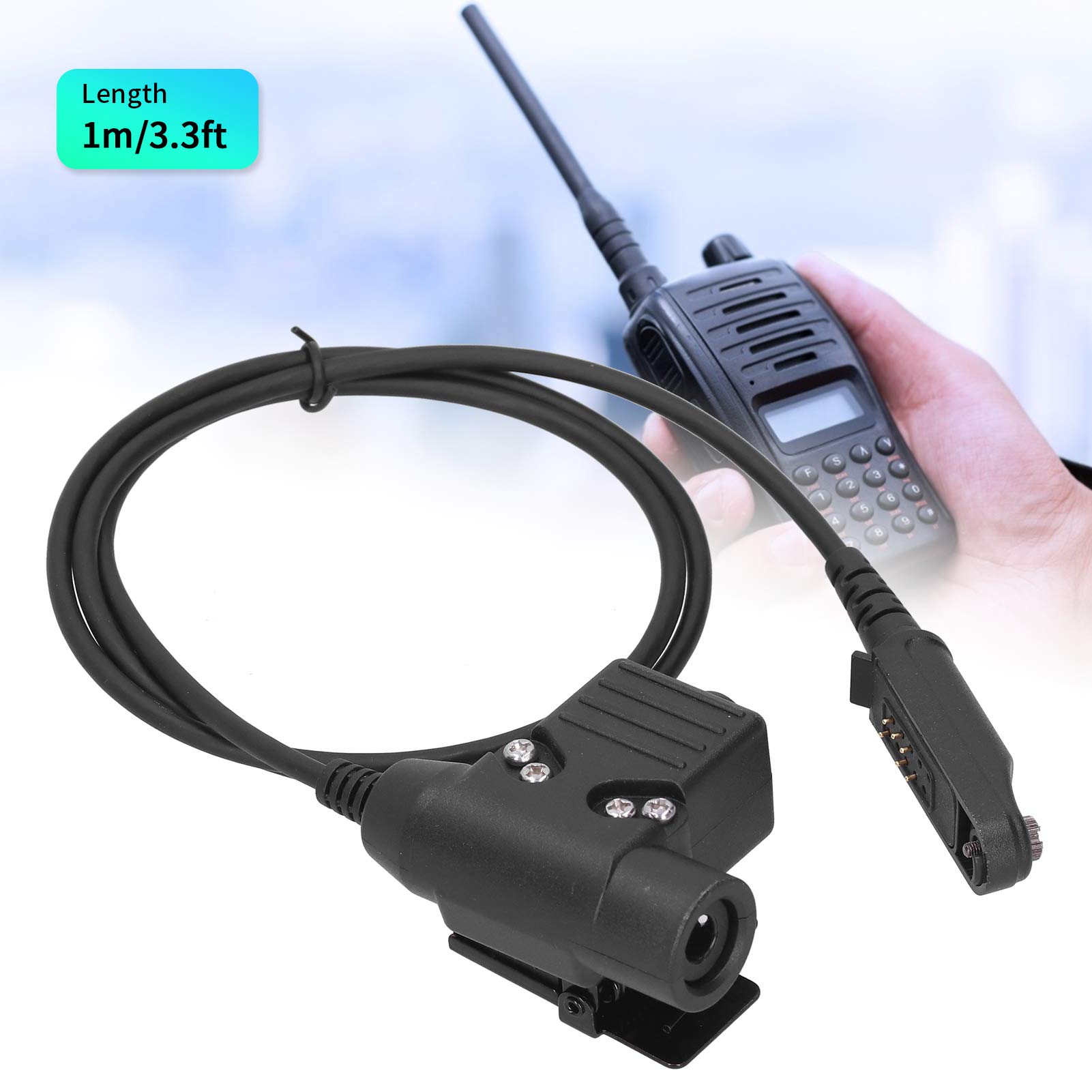 PUSOKEI 3.3ft U94 PTT Cable Headset for Baofeng UV-9R/UV-9R Plus/UV-XS Walkie Talkie - Tactical Communication Headset for Two Way Radios, Outdoor Adventures, Security & Emergency Use