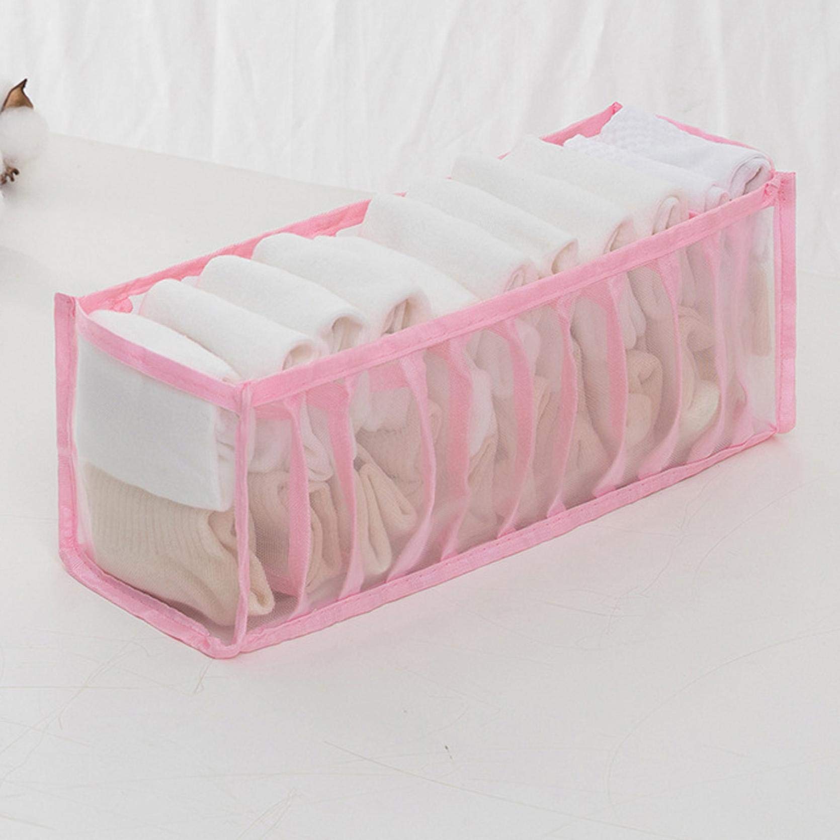 Foldable Mesh Clothes Organizer Box - 11 Grid Washable Underwear Storage Bins for Bra, Socks & Panties | Closet & Drawer Organizer for Bedroom, Travel & Laundry Room Storage