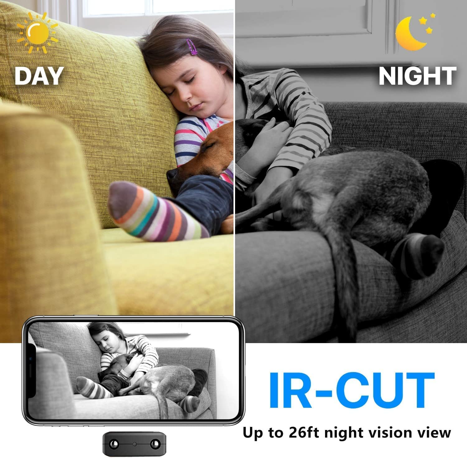 Hidden Camera WiFi 1080P HD - Mini Spy Camera with Motion Detection & Night Vision | Smart Home Security, Nanny Cam, Office Surveillance | App Control via Smartphone | No Battery Needed