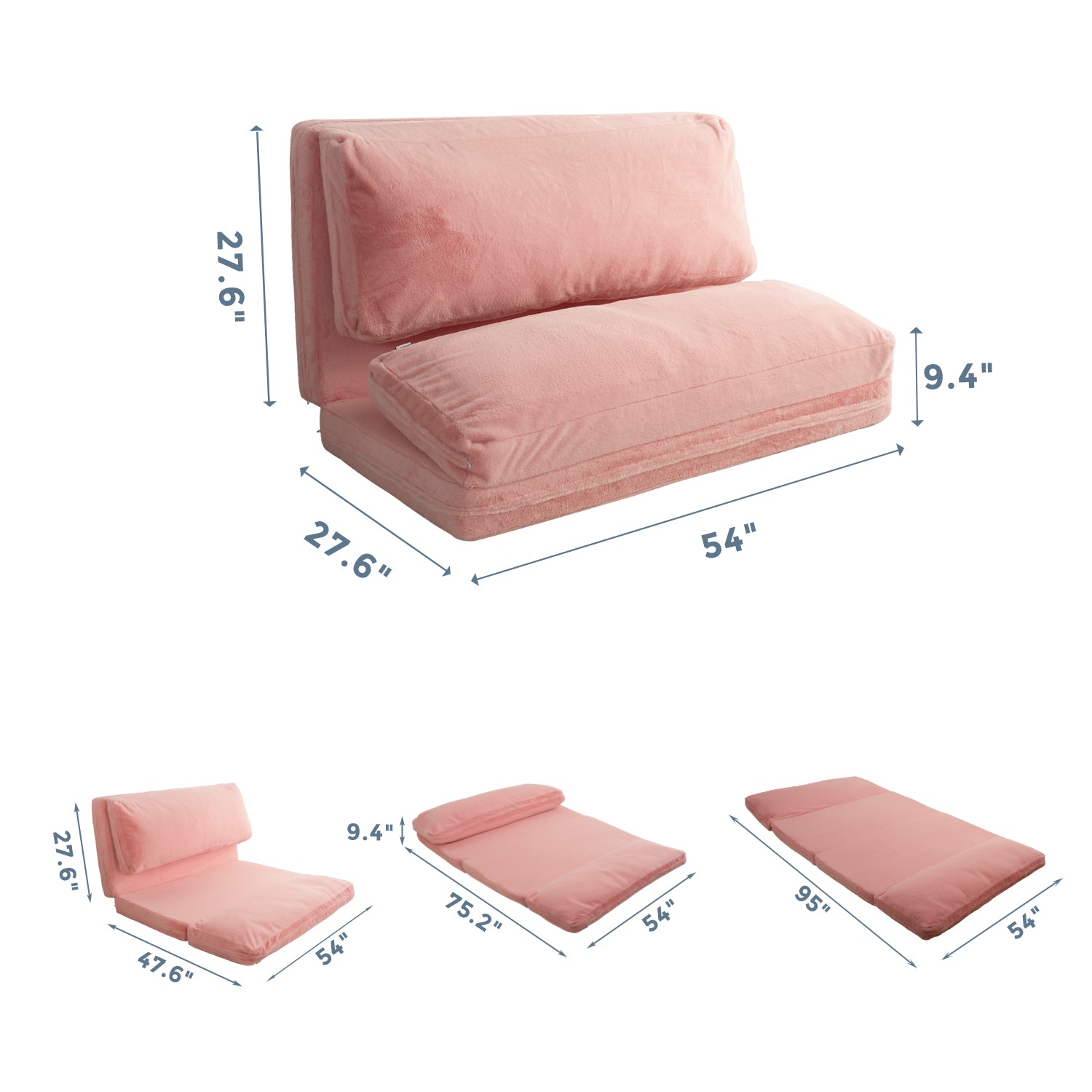 MAXYOYO Bean Bag Folding Sofa Bed - Extra Thick Floor Mattress with Washable Faux Fur Cover | Perfect for Living Room, Bedroom, Dorm & Game Room Lounging