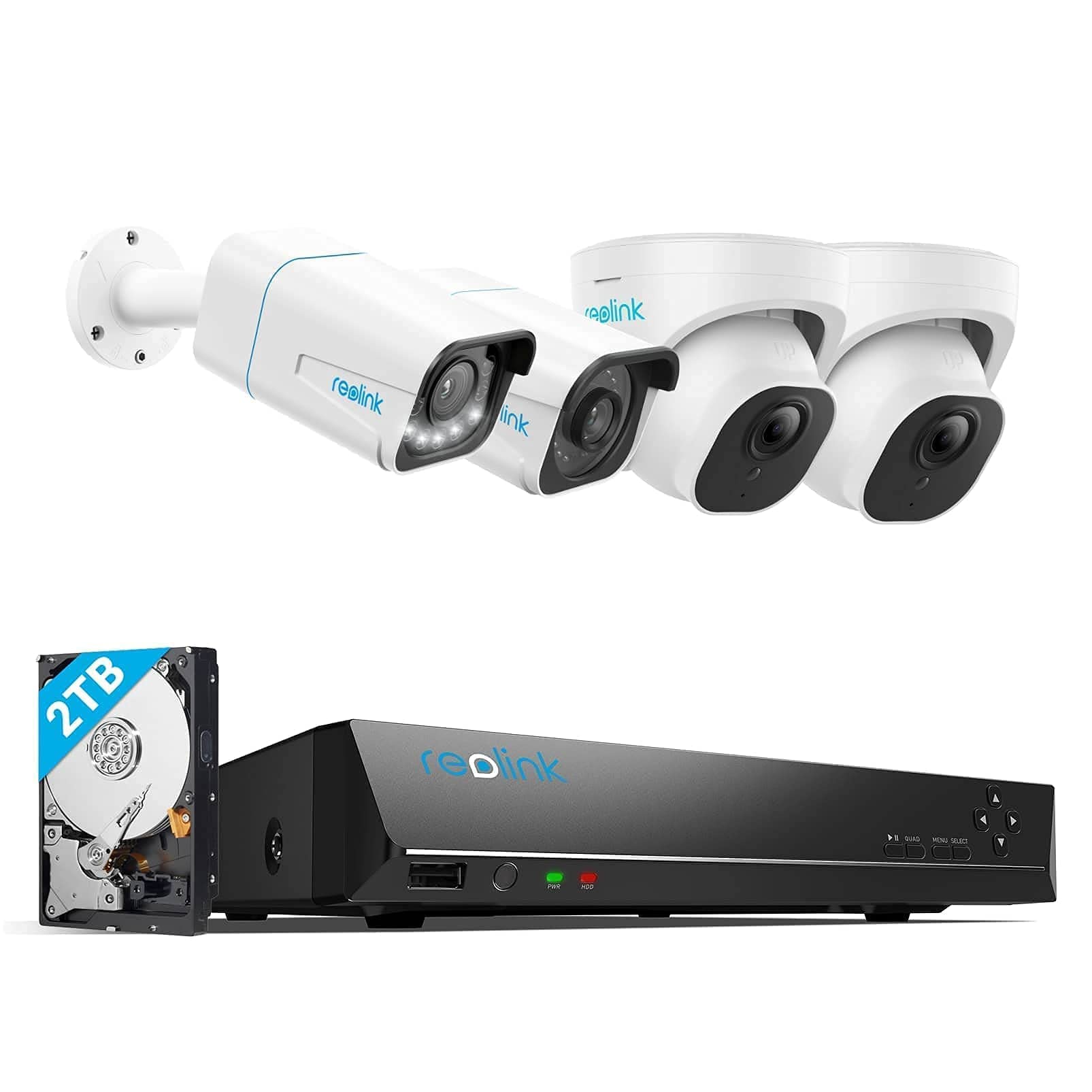 Reolink 4K PoE NVR 8-Channel Security System with 2TB HDD - RLN8-410 Bundle (Includes RLC-810A, RLC-820A, RLC-811A Motion Spotlight & RLC-822A 3X Zoom Cameras) - Ideal for Home & Business Surveillance