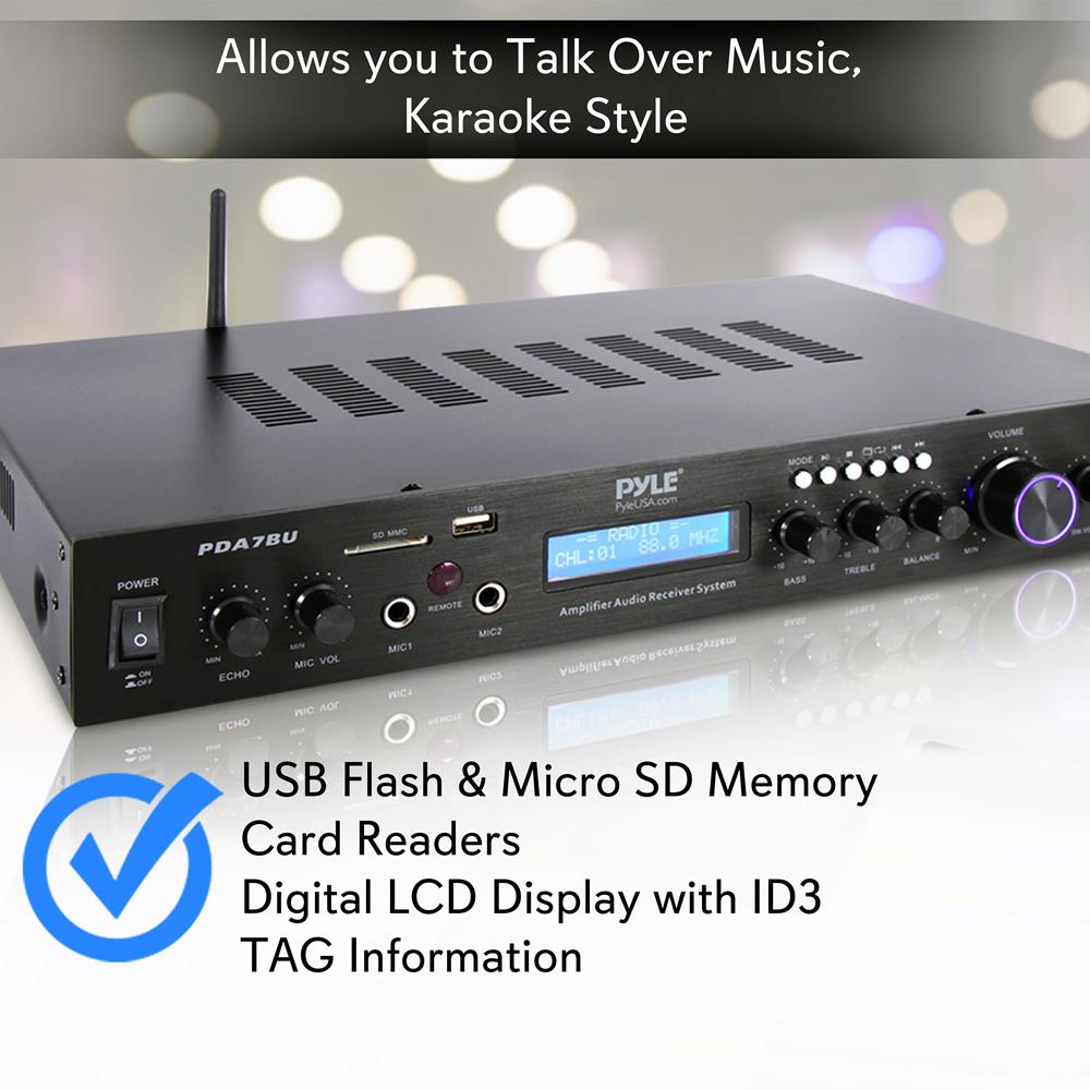 Wireless Bluetooth Audio Receiver & Amplifier - Portable Stereo Sound System for Home, Car, and Outdoor Use
