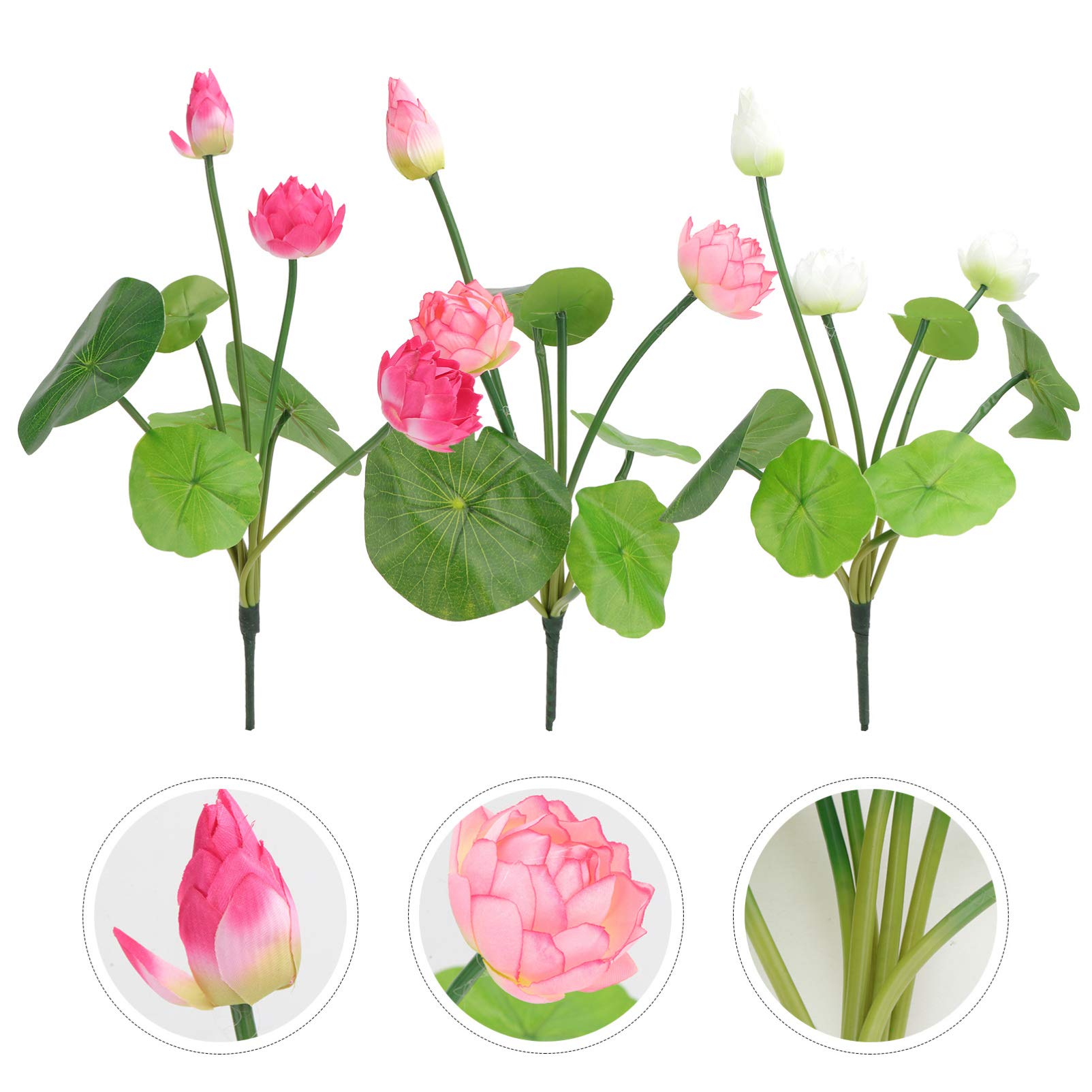 Balacoo 3PCS Realistic Artificial Lotus Decor for Fish Tanks - Lifelike PVC Plastic Water Lily & Leaf Set - Perfect for Aquarium, Betta Fish Bowl & Underwater Botanical Scenery