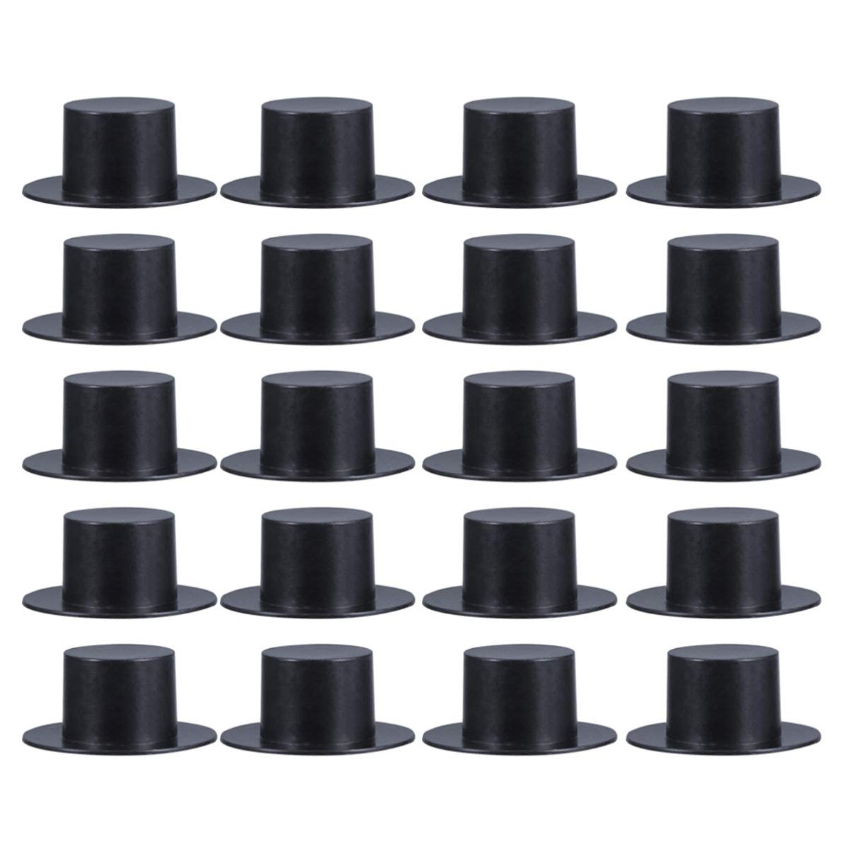 50pcs Mini Santa Hats & Black Top Hats - Plastic Miniature Hats for DIY Crafts, Christmas Decorations, Doll Accessories, and Party Favors - Perfect for Holiday Projects, Scrapbooking, and Tiny Doll Dressing