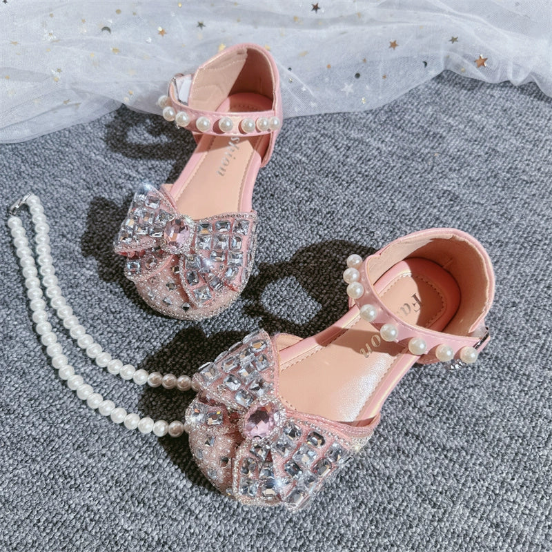 Adorable Pink Pearl Bow Knot Baby Shoes for Girls - Perfect for Summer Outfits, Parties & Photo Shoots
