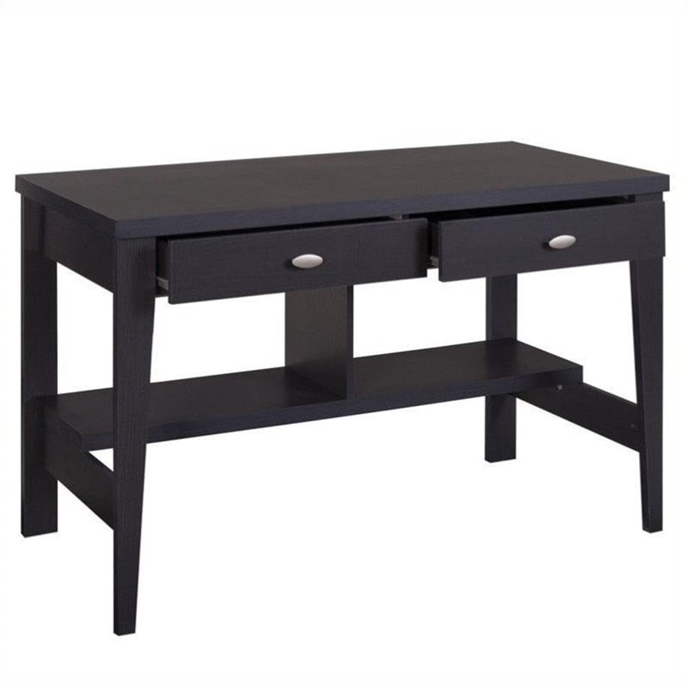 UrbanPro 2-Drawer Engineered Wood Desk with Lower Shelves in Dark Brown - Modern Home Office Furniture for Small Spaces, Study & Work from Home Setup