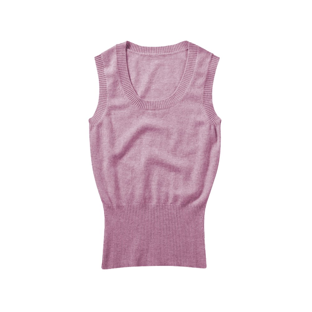 Parisbonbon Women's 100% Cashmere Scoop Neck Vest - Soft & Warm Winter Layering Piece, Lilac Color, Plus Size 5X for Casual Outfits & Office Wear