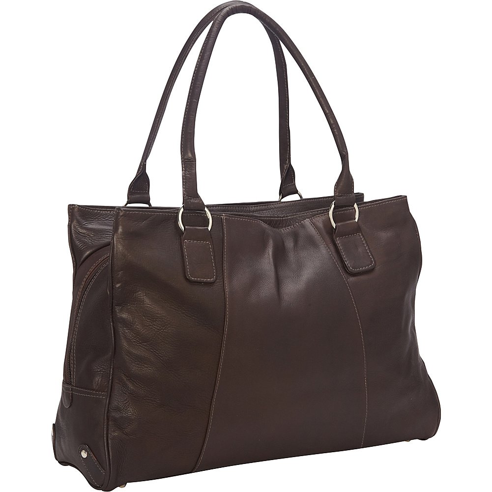 Stylish Chocolate Brown Laptop Travel Tote Bag for Women & Men - Waterproof Work Commuter Briefcase with Padded Laptop Compartment (Fits 15.6