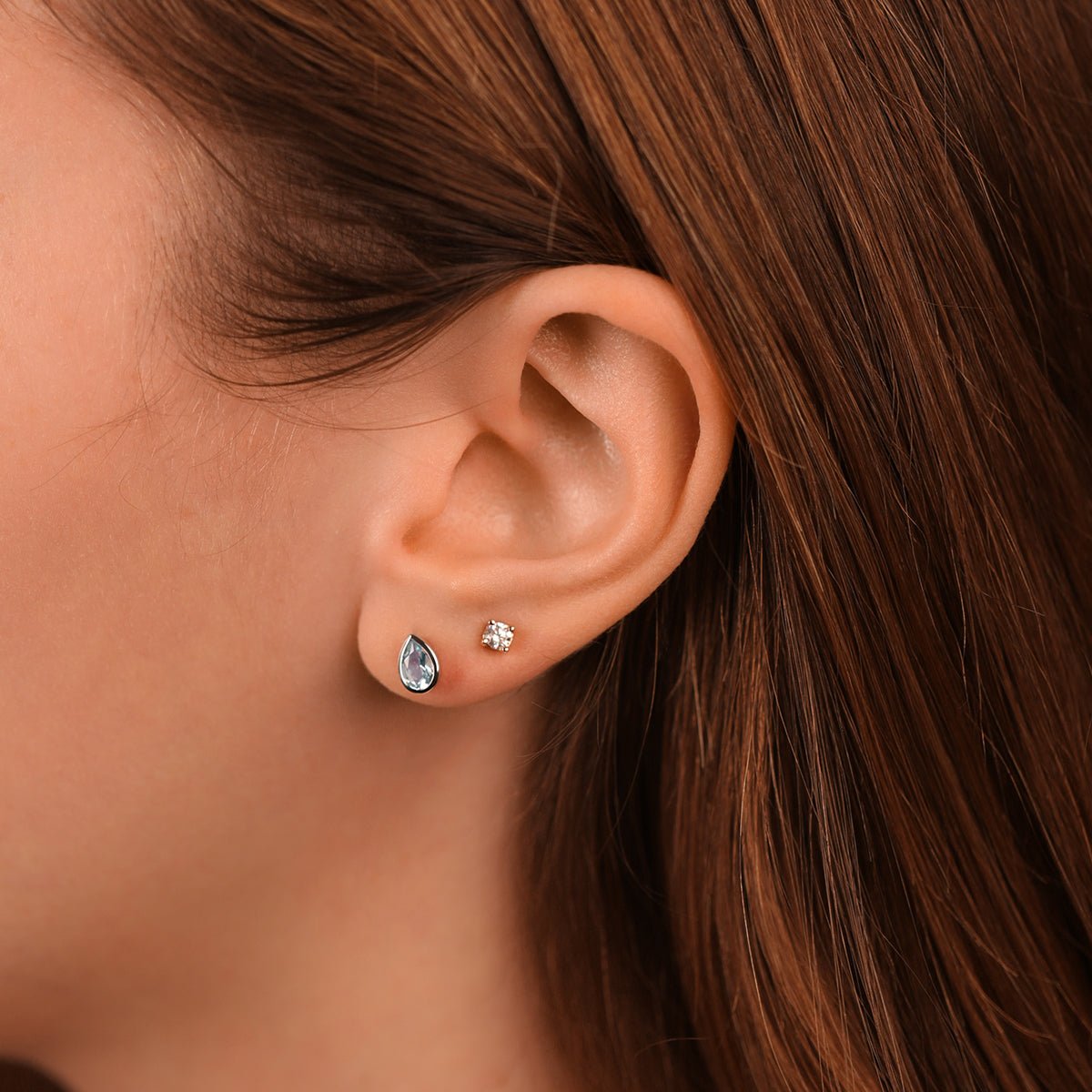 14K White Gold Blue Topaz Teardrop Earrings - Dainty Bezel Set Gemstone Jewelry for Women, Perfect for Weddings, Parties & Special Occasions