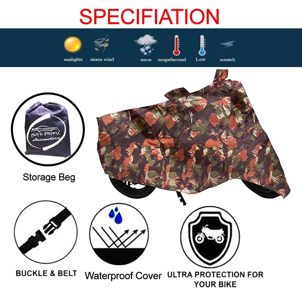 Kozdiko Waterproof Jungle Print Motorcycle Cover with Mirror Pockets & Buckle Strap - Fits Suzuki Burgman Street - Outdoor Bike Protection for Rain, Sun & Dust