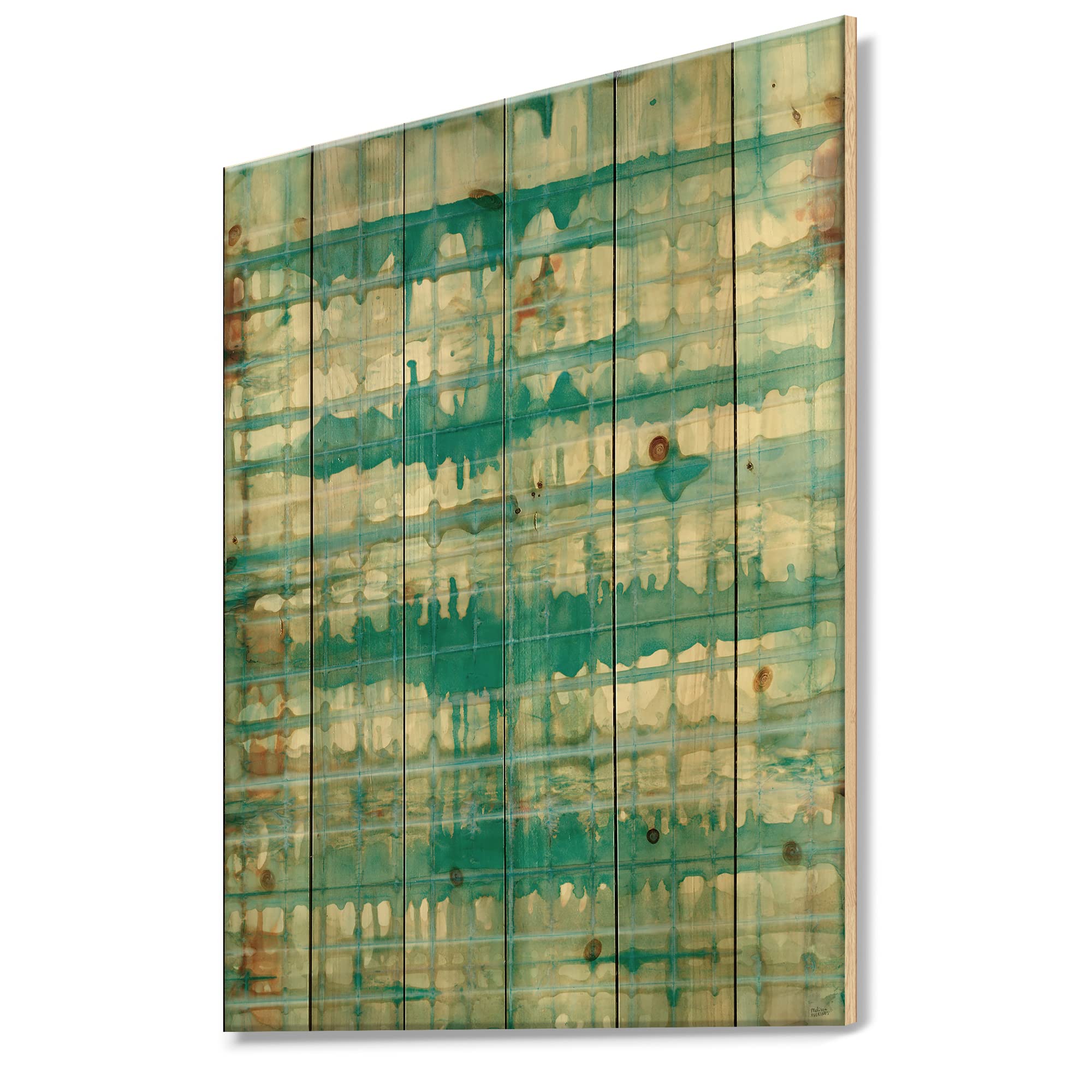Mid-Century Modern Blue Wood Wall Art - Abstract Geometric Pine Decor for Living Room