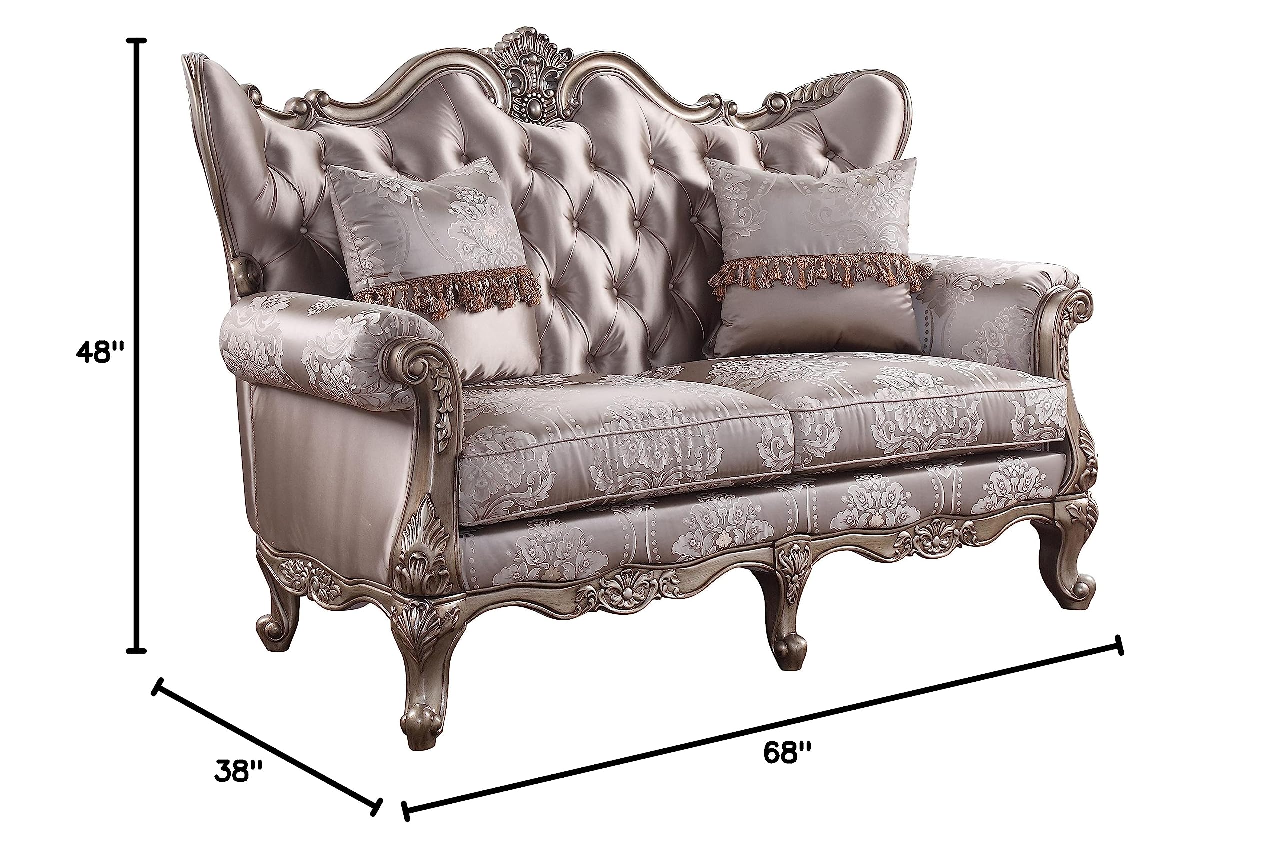 Acme Jayceon Tufted Loveseat with Pillows - Champagne Beige for Living Room
