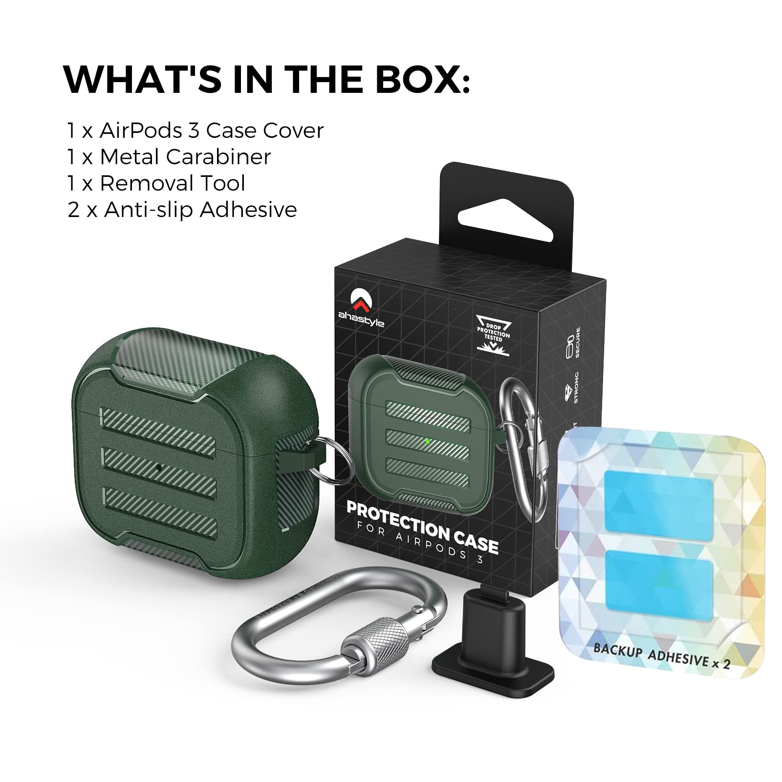 Shockproof AirPods 3 Case Cover - Rugged Hard Shell TPU Protective Case for Apple AirPods 3rd Generation (Midnight Green) - Perfect for Gym, Travel & Outdoor Activities