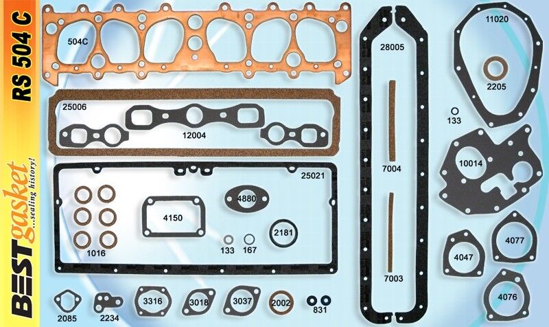 Chevy Master 207 Stovebolt Late 1935-1936 Full Engine Gasket Set - High Performance Copper Gasket Kit for Classic Car Restoration & Engine Rebuild Projects