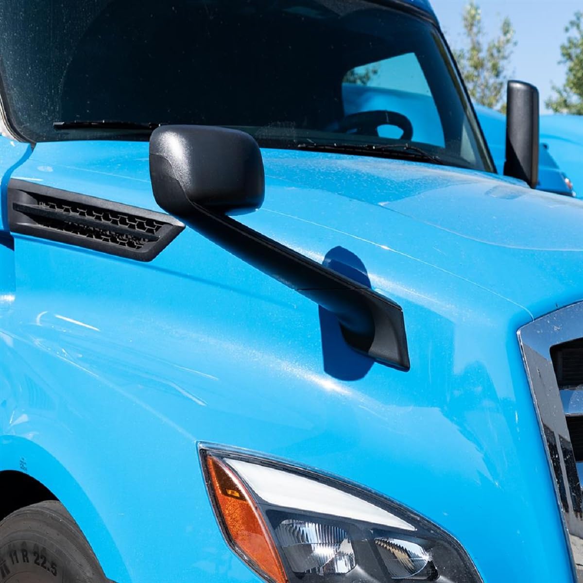 Heated Black Hood Mirror for 2018-2020 Freightliner Cascadia - Driver Side - Defrosting & Fog Prevention for Winter Driving