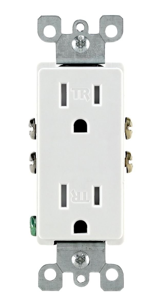 Leviton T5325-W 15 Pack 15 Amp 125V Tamper Resistant Decora Duplex Receptacle Outlet - White | Electrical Outlets for Home, Office & Commercial Use