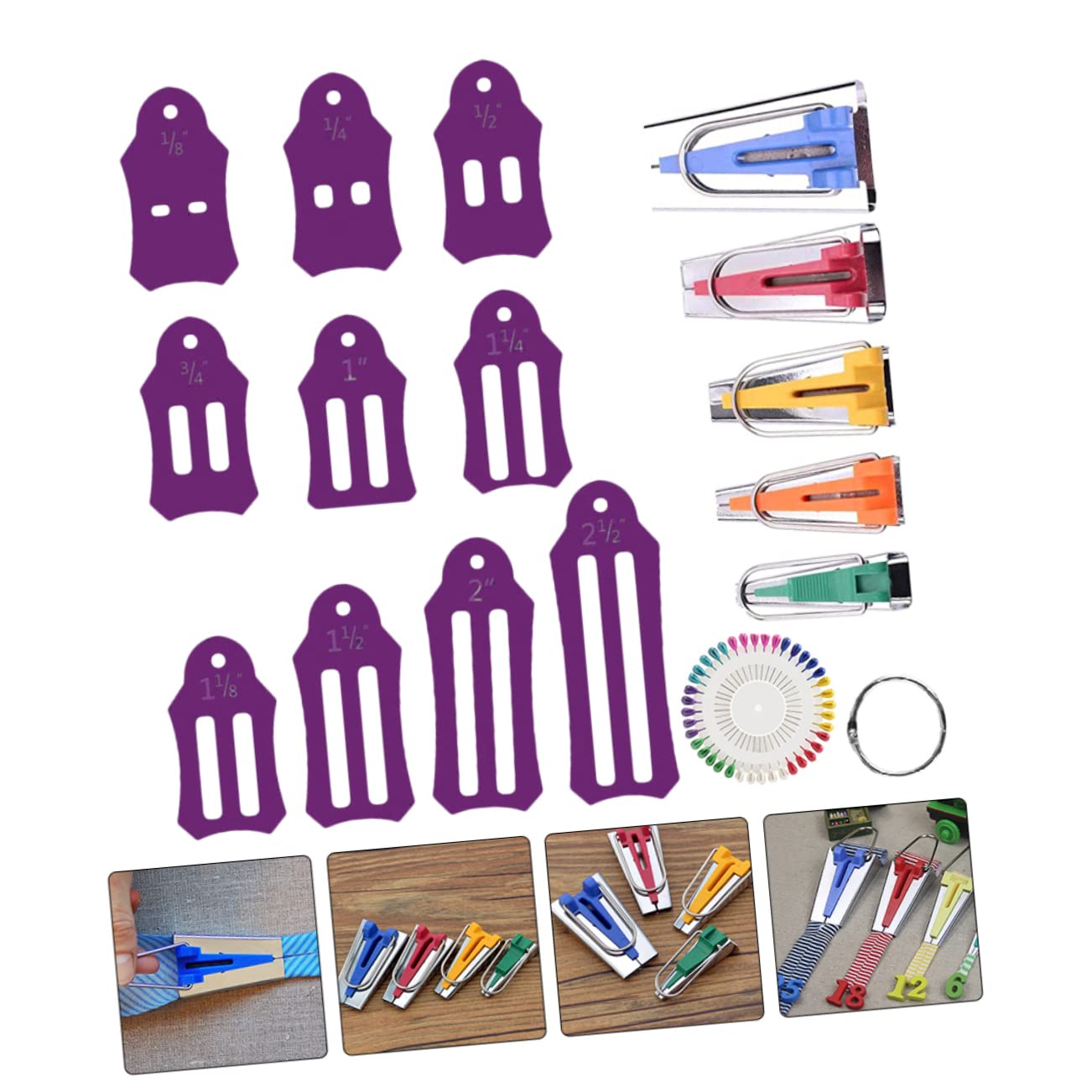 STOBOK Quilting Sewing Tool Kit - 1 Set of Bias Tape Makers & Binding Tools for Dressmaking & DIY Projects | Perfect for Quilting, Garment Making & Crafting
