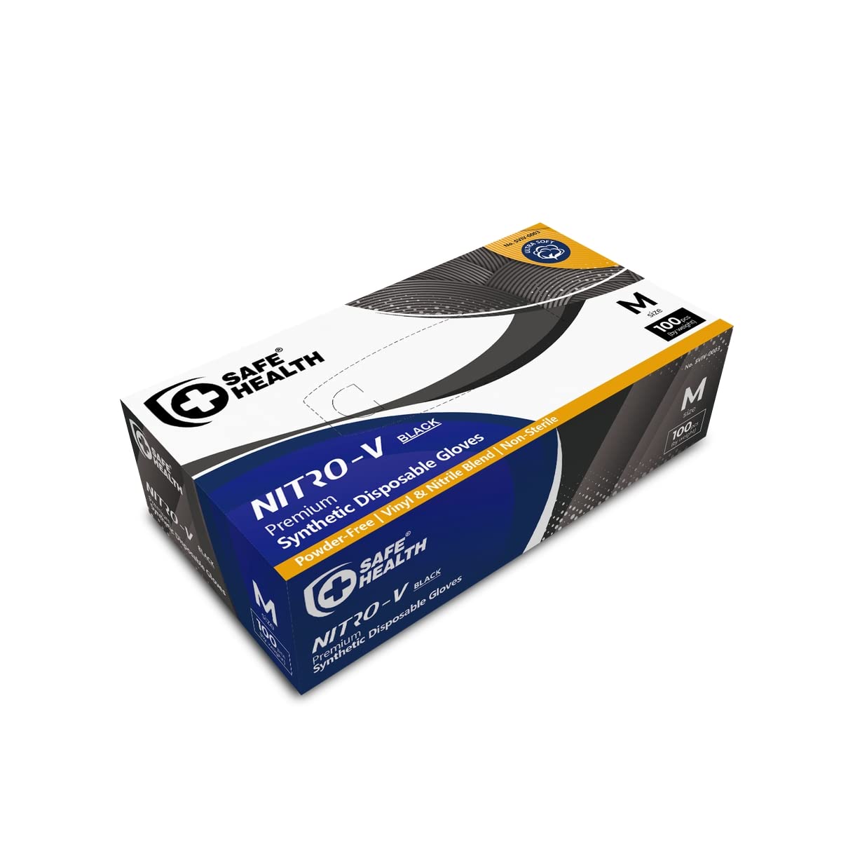 Premium SAFE HEALTH NITRO-V Nitrile Vinyl Synthetic Disposable Gloves - Latex Free, Powder Free, Wisteria & Black Colors - Ideal for Food Handling, Cleaning, Medical Use & Household Chores