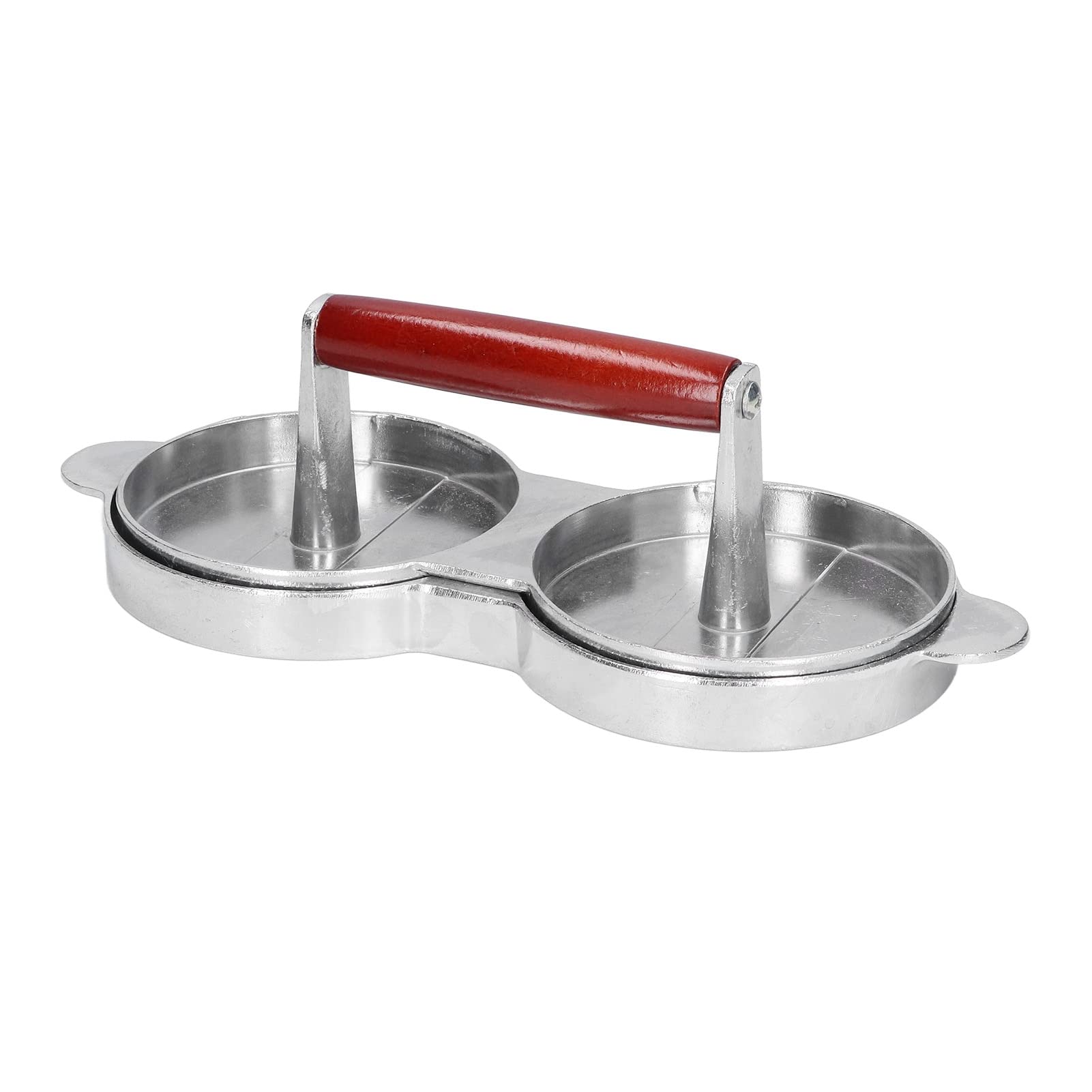 Stainless Steel Hamburger Patty Press Maker with Non-Stick Surface & Wooden Handle - Perfect for BBQ, Grilling, and Homemade Burger Making | Ideal for Backyard Cookouts, Camping, and Restaurant Use