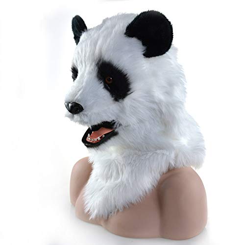 SHENGUS Halloween Panda Mask with Moving Mouth - Anime Animal Fursuit Costume for Cosplay, Carnival & Parties (White) - Perfect for Halloween Events, Cosplay Conventions & Themed Parties