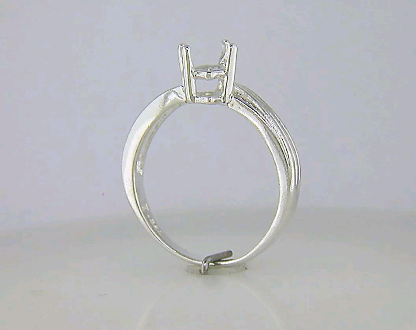 Solid Sterling Silver or 14K Gold Marquise Cut Pre-Notched Offset Blank Ring - 12x6mm or 14x7mm Size 7 Setting (163520/143520) - Perfect for Engagement Rings, Wedding Bands & Jewelry Making