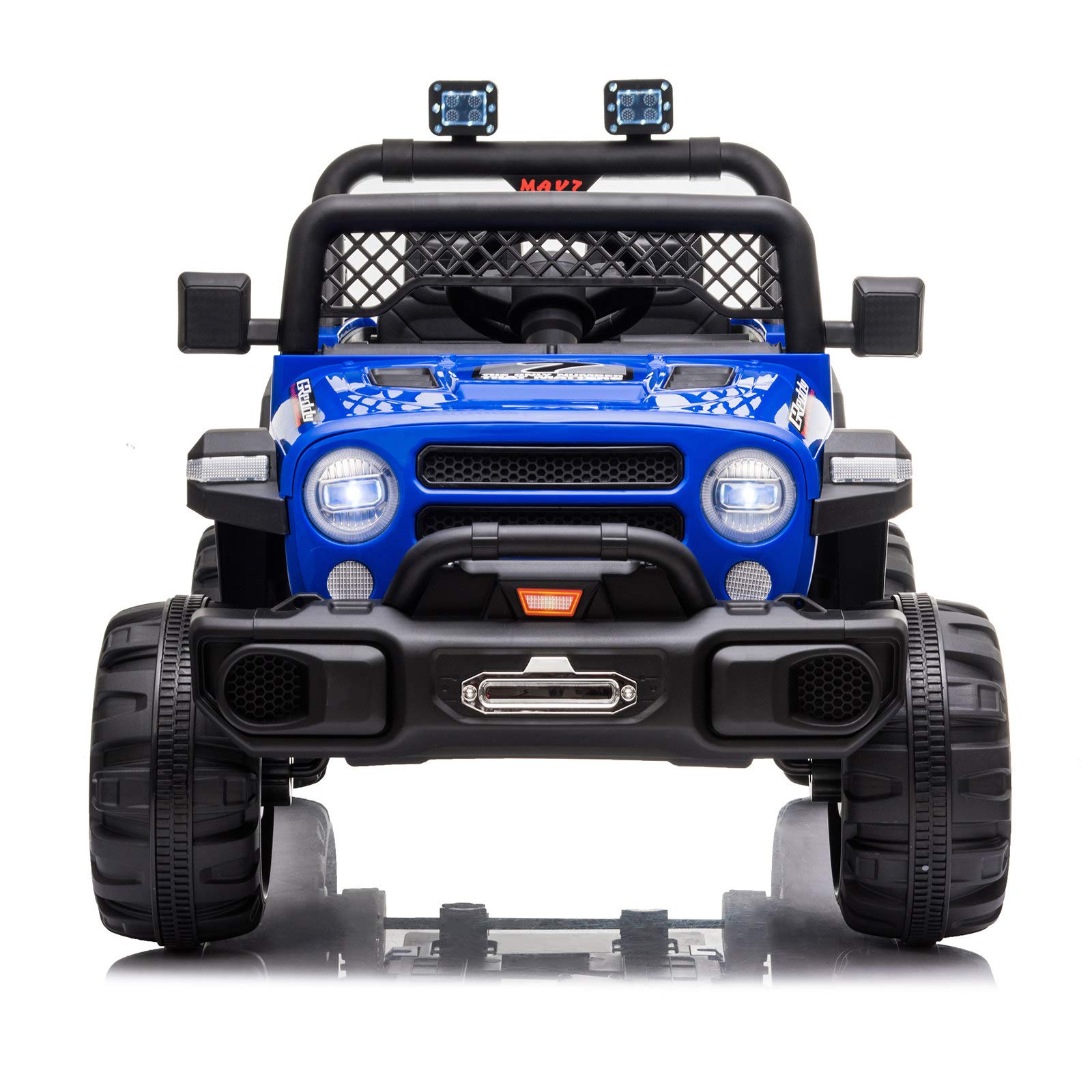 12V Kids Electric Ride On Car - Remote Control Rechargeable Toy Truck with LED Lights & AUX, Double Drive Motorized Vehicle for Boys & Girls - Perfect for Indoor & Outdoor Play (Blue)