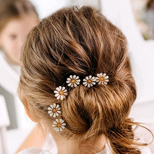 Elegant AW BRIDAL Wedding Hair Pins Set - 6PCS Gold Floral Hair Clips with Baby's Breath for Brides | Perfect for Weddings, Prom, Bridal Showers & Special Occasions