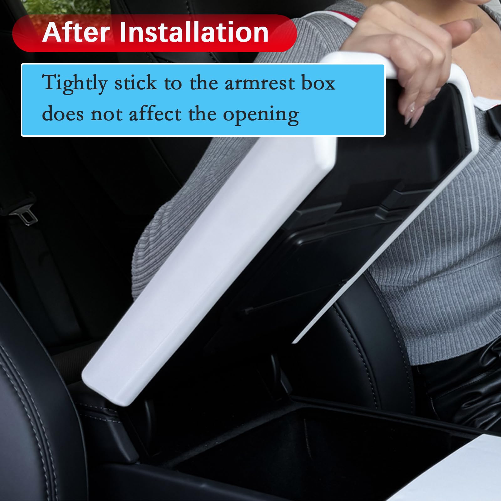 2024-2025 Tesla Model 3/Y Center Console Cover - Non-Slip Armrest Protector | Premium Interior Accessories for Enhanced Comfort & Protection (White) | Perfect for Daily Commuting & Road Trips
