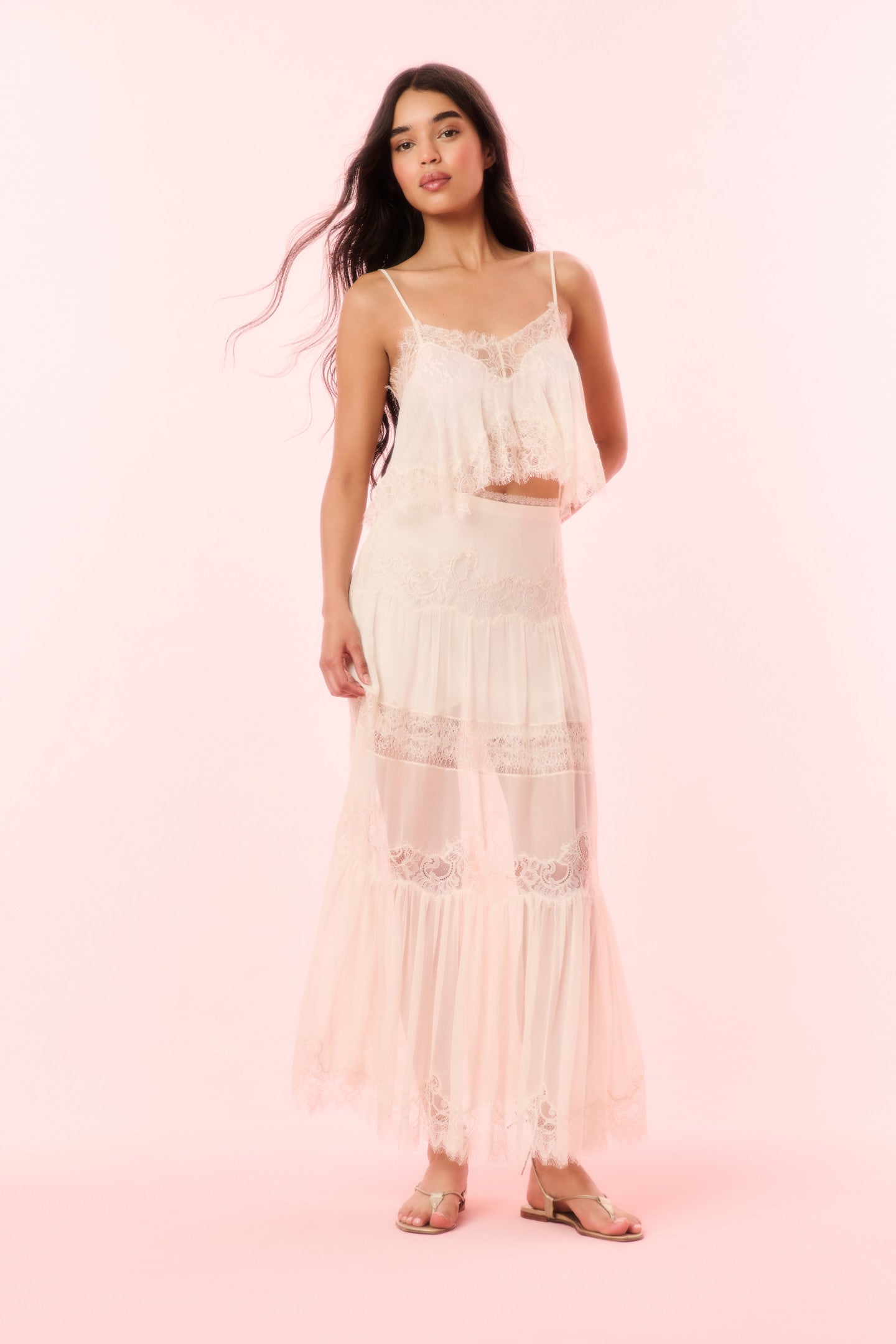 Aureline Elegant Silk Lace Maxi Skirt for Women - Flowy Bohemian Beach Skirt for Summer, Weddings & Special Occasions