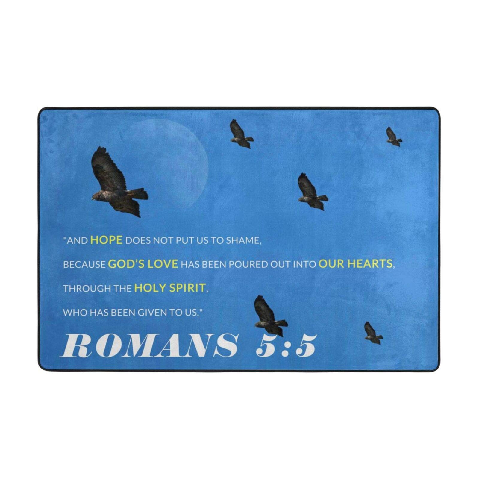 Christian Prayer Mat with Bible Verse - Romans 5:5, 24x16in - for Meditation & Worship